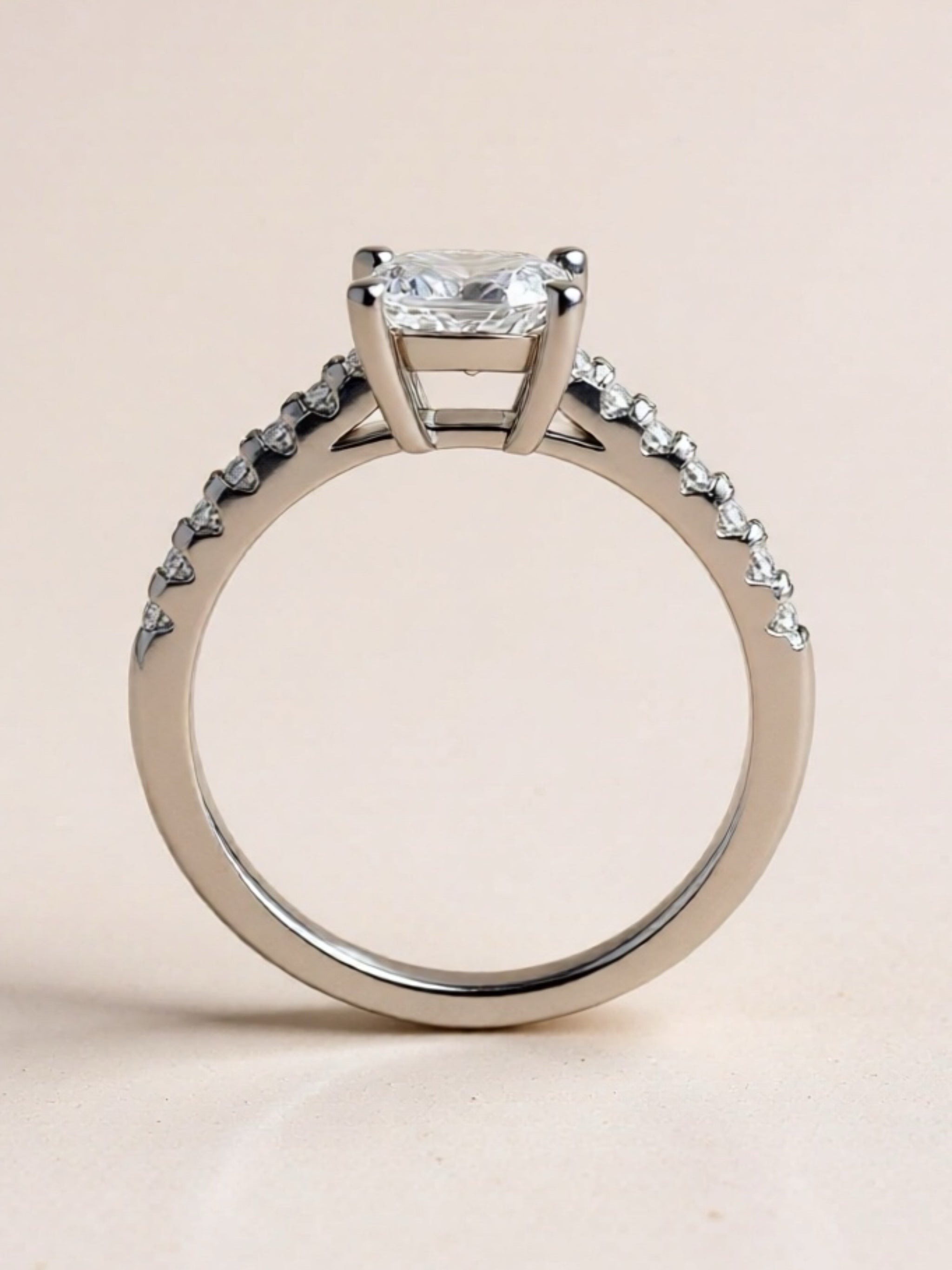 1.21 Carat Moissanite 925 Sterling Silver Side Stone Ring