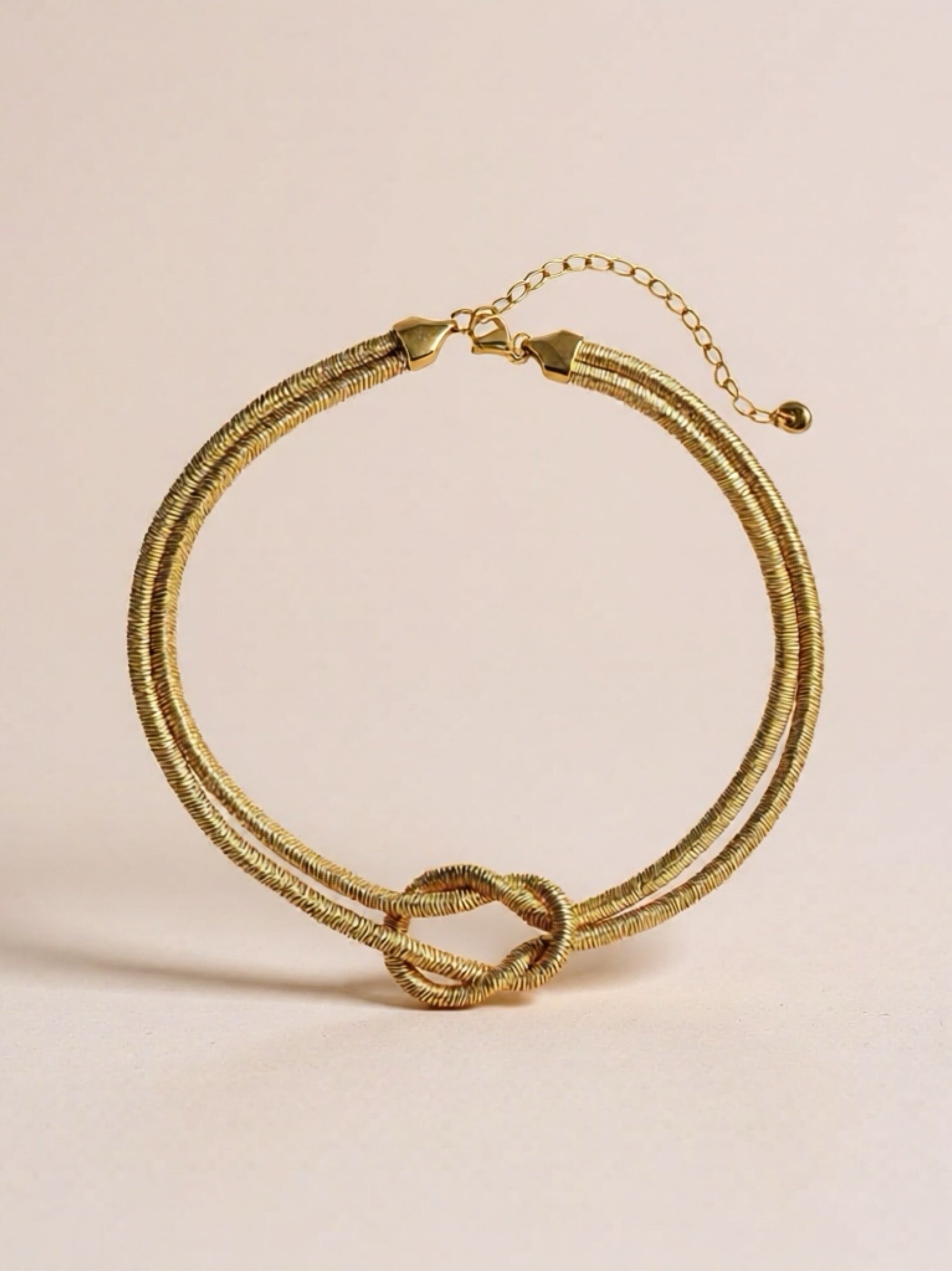 Double Layered Knot Herringbone Choker Necklace