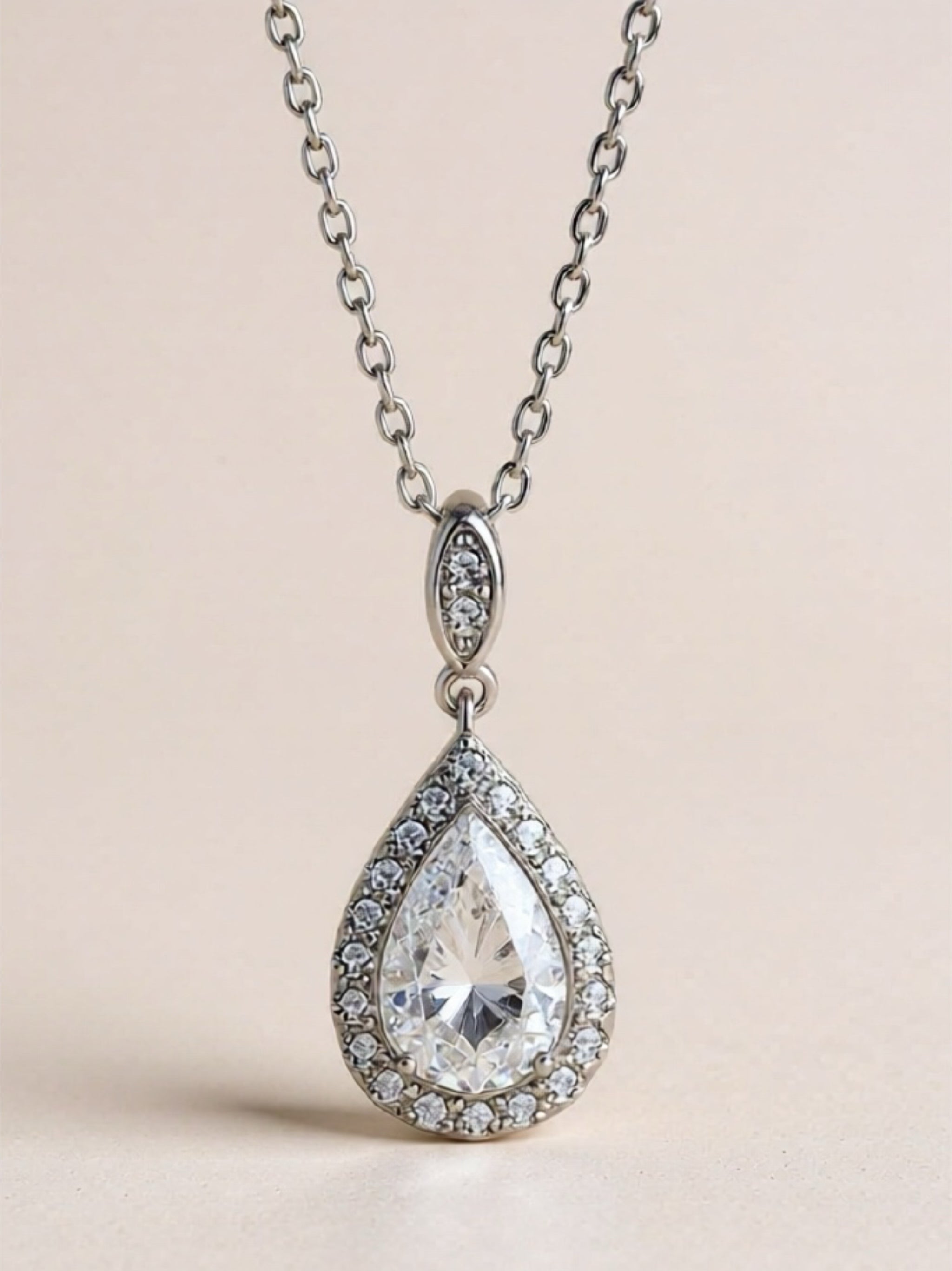 1.5 Carat Moissanite 925 Sterling Silver Teardrop Necklace