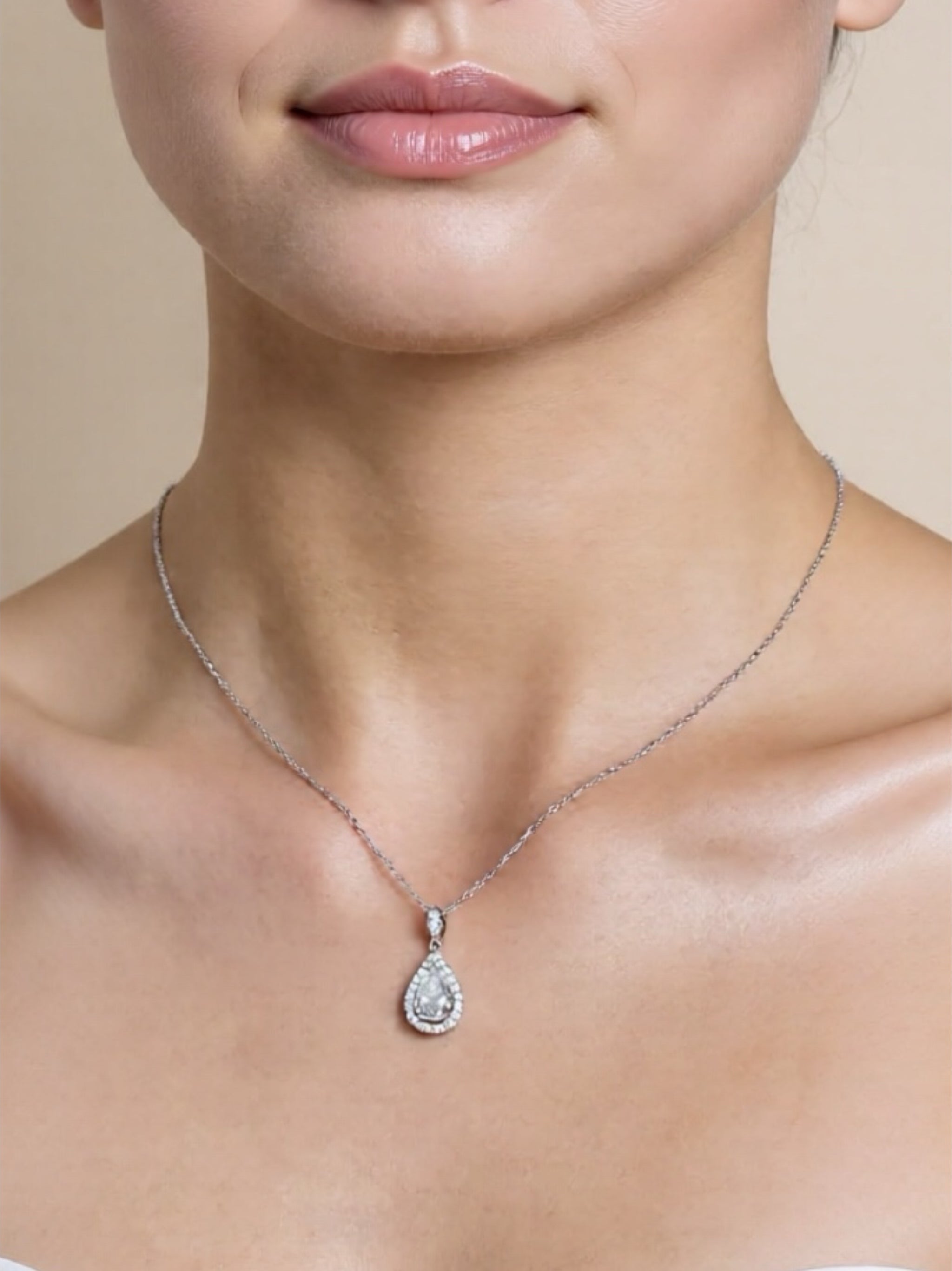 1.5 Carat Moissanite 925 Sterling Silver Teardrop Necklace