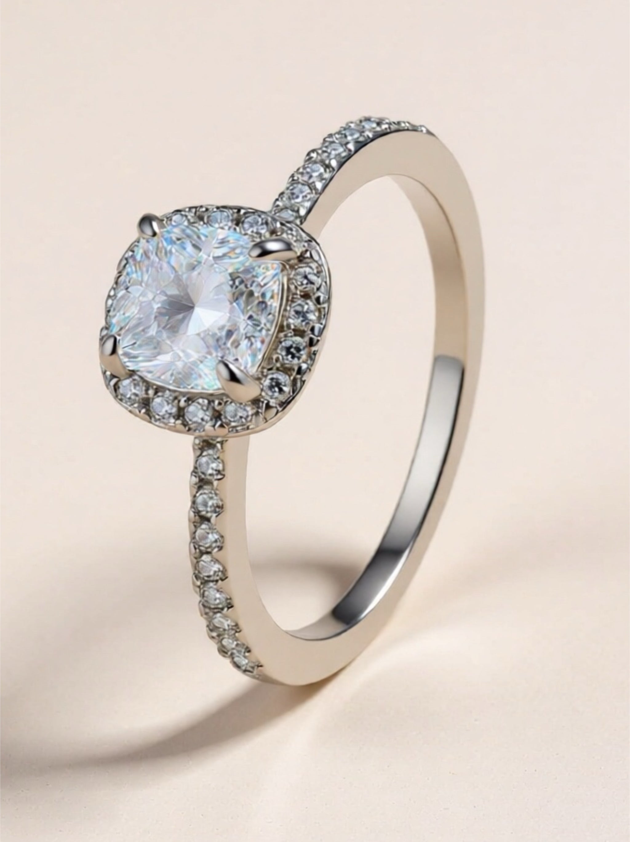 1 Carat Moissanite 925 Sterling Silver Halo Ring