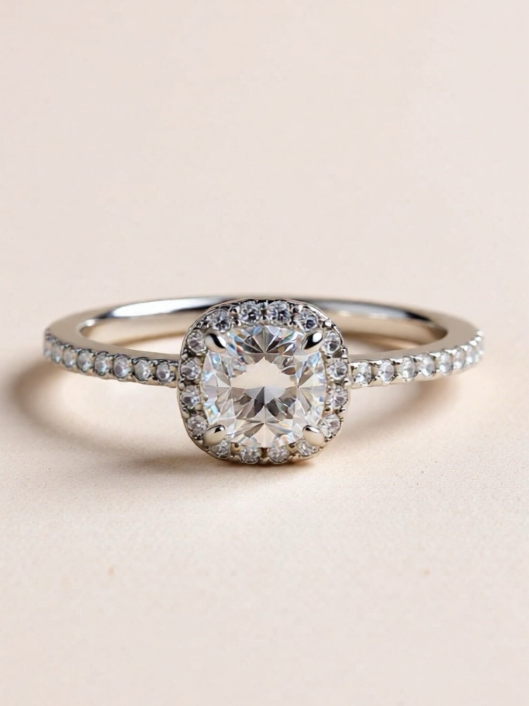 1 Carat Moissanite 925 Sterling Silver Halo Ring