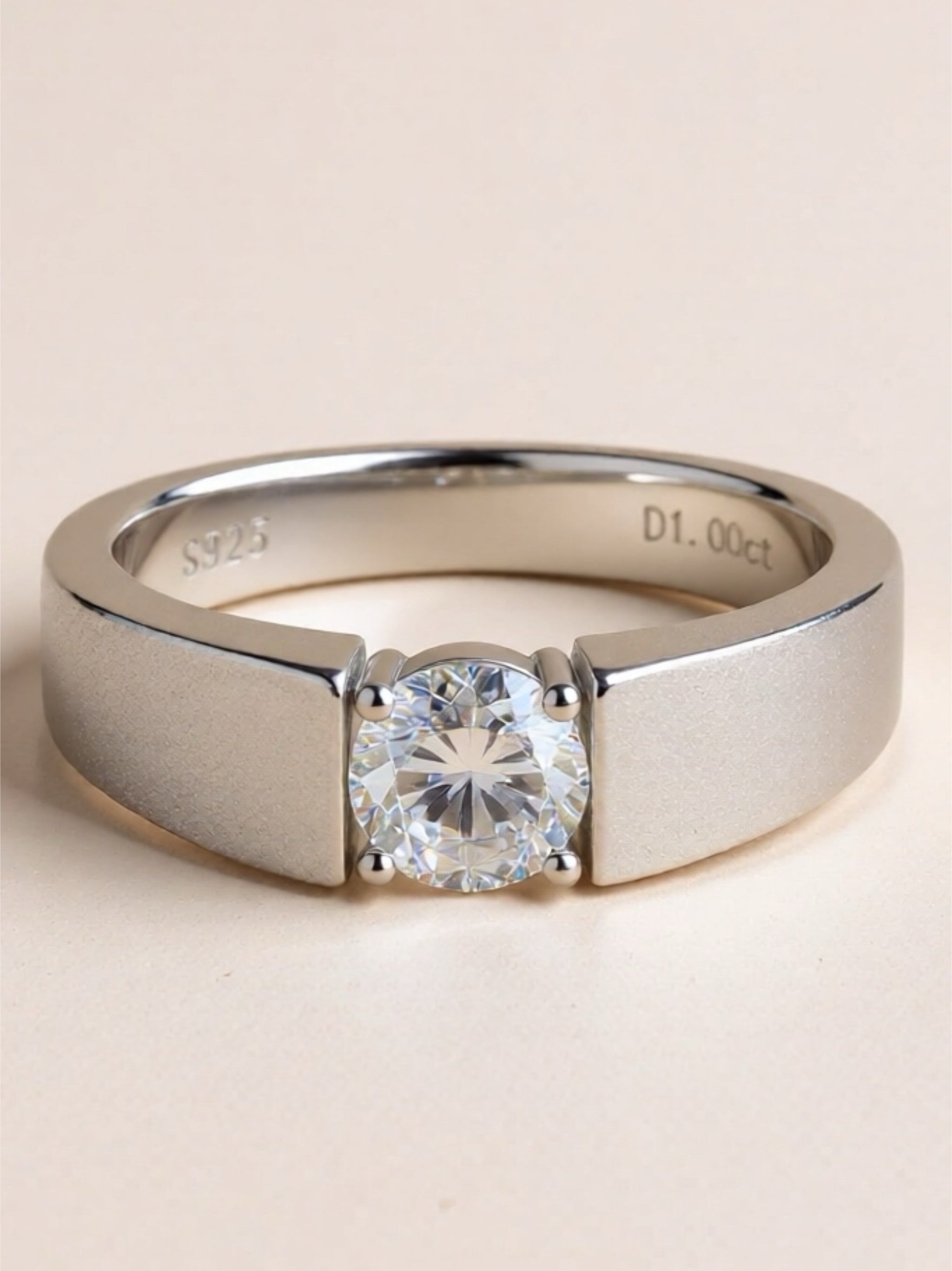 925 Sterling Silver I Carat Moissanite Ring