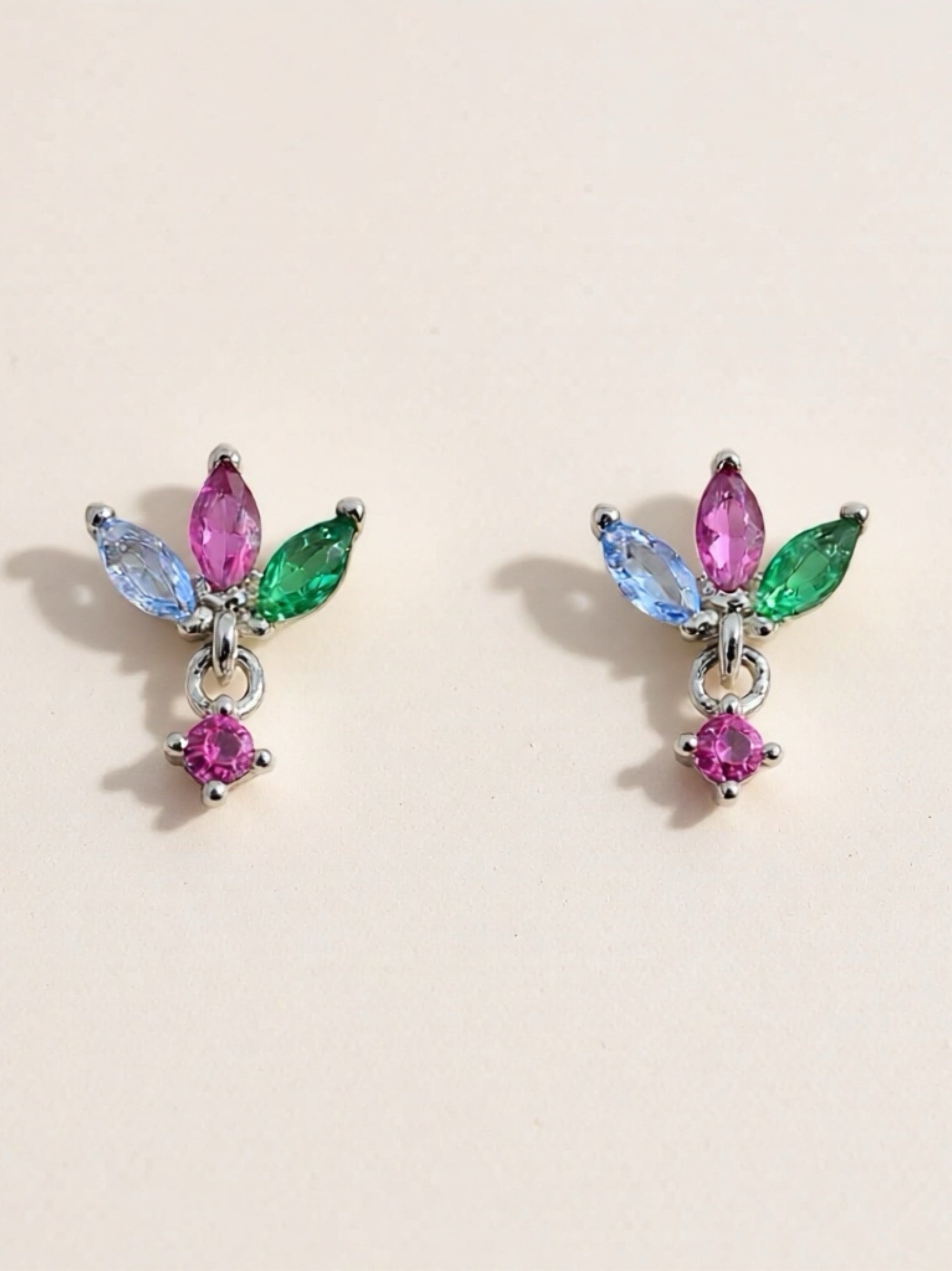 Inlaid CZ 925 Sterling Silver Stud Earrings