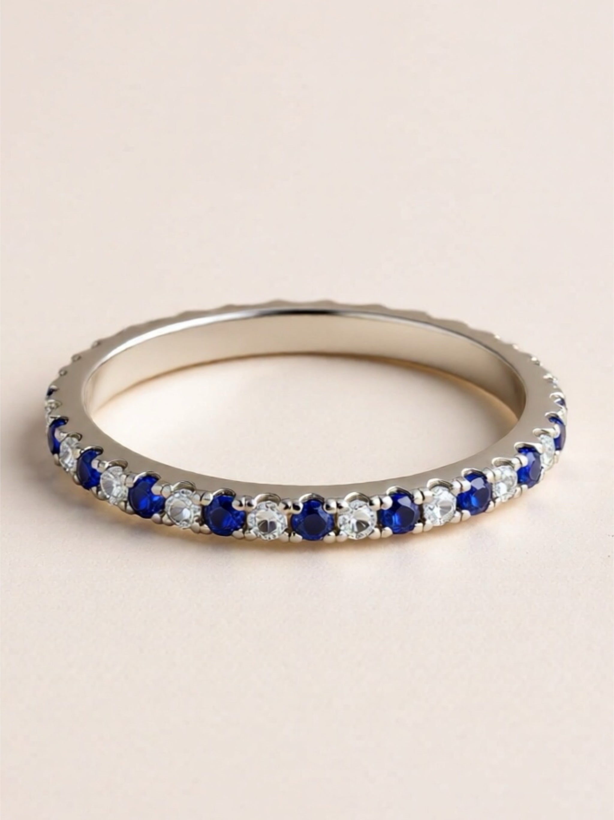 Moissanite & Sapphire 925 Sterling Silver Ring