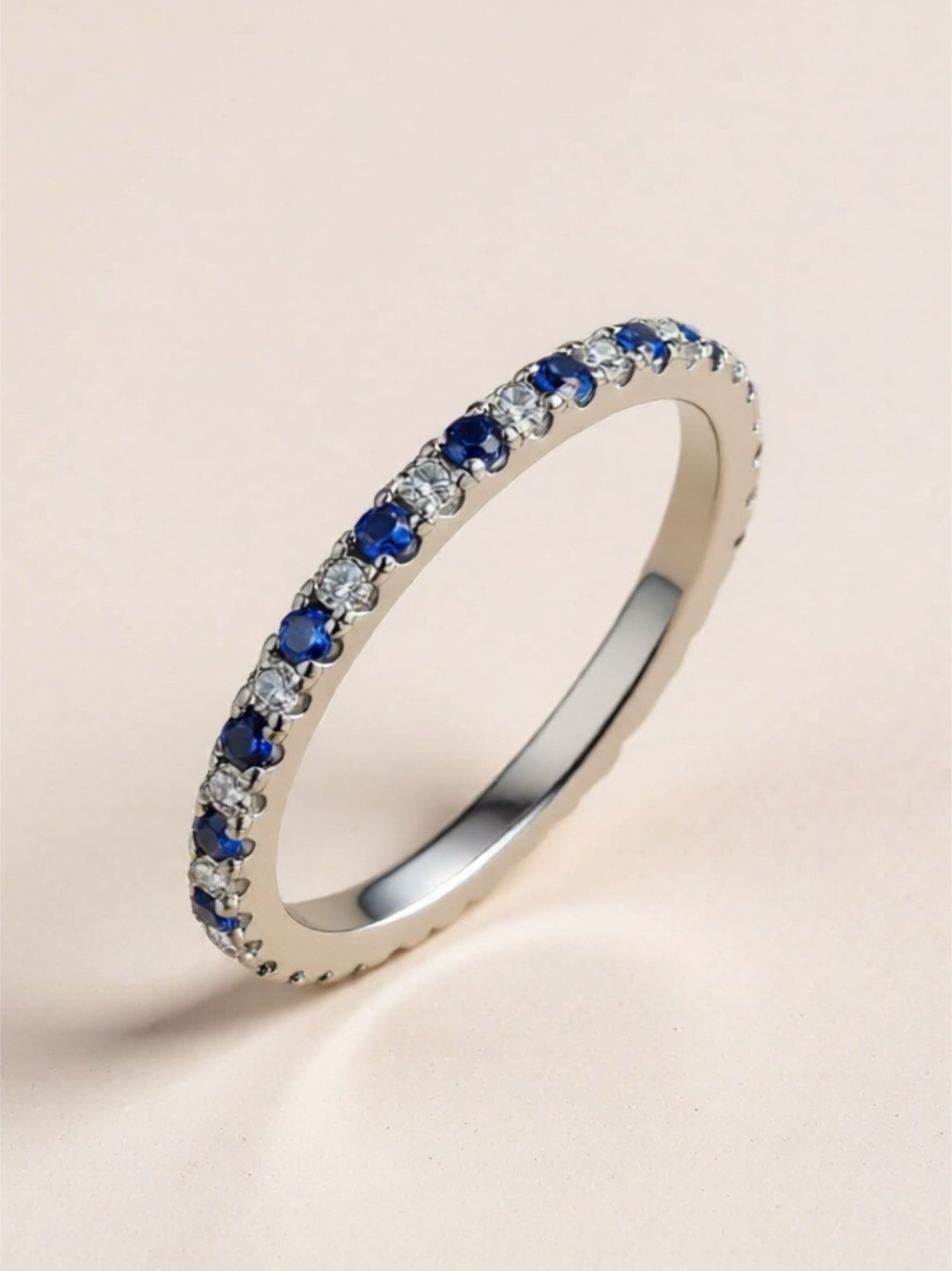 Moissanite & Sapphire 925 Sterling Silver Ring