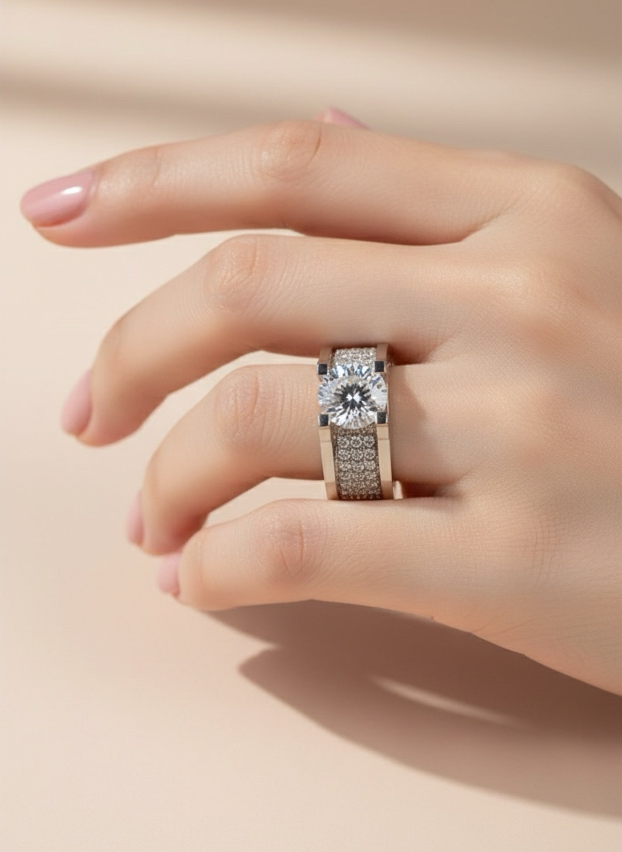 925 Sterling Silver 1 Carat Moissanite Ring