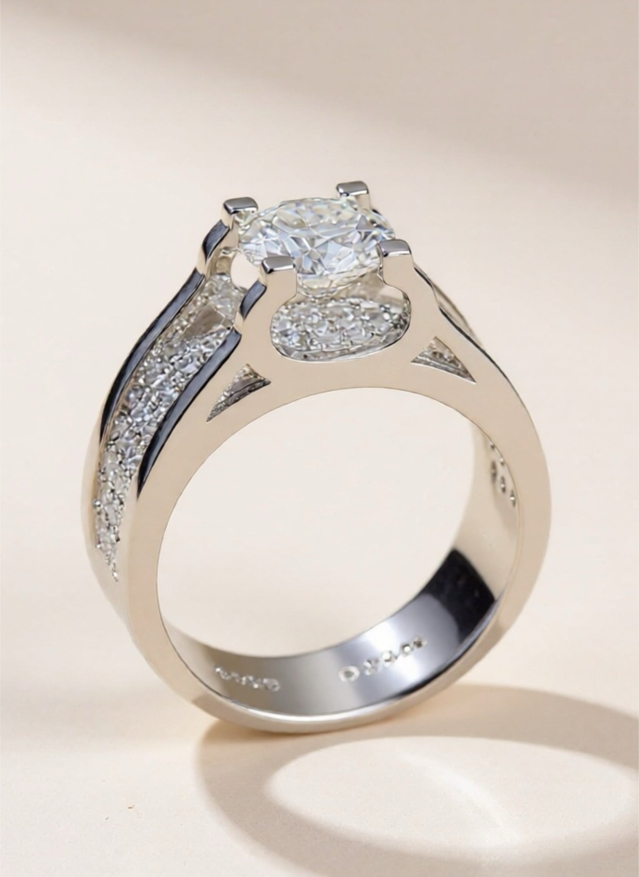 925 Sterling Silver 1 Carat Moissanite Ring
