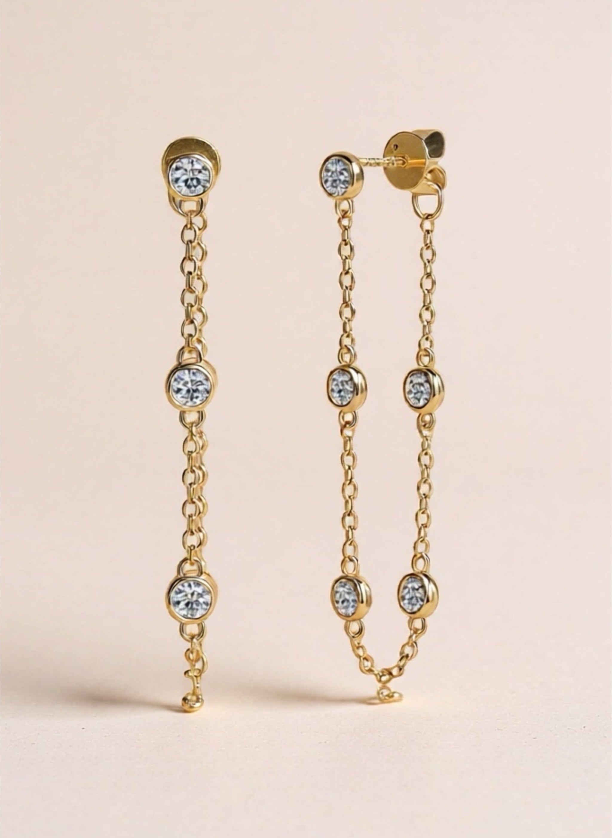 1 Carat Moissanite 925 Sterling Silver Chain Earrings