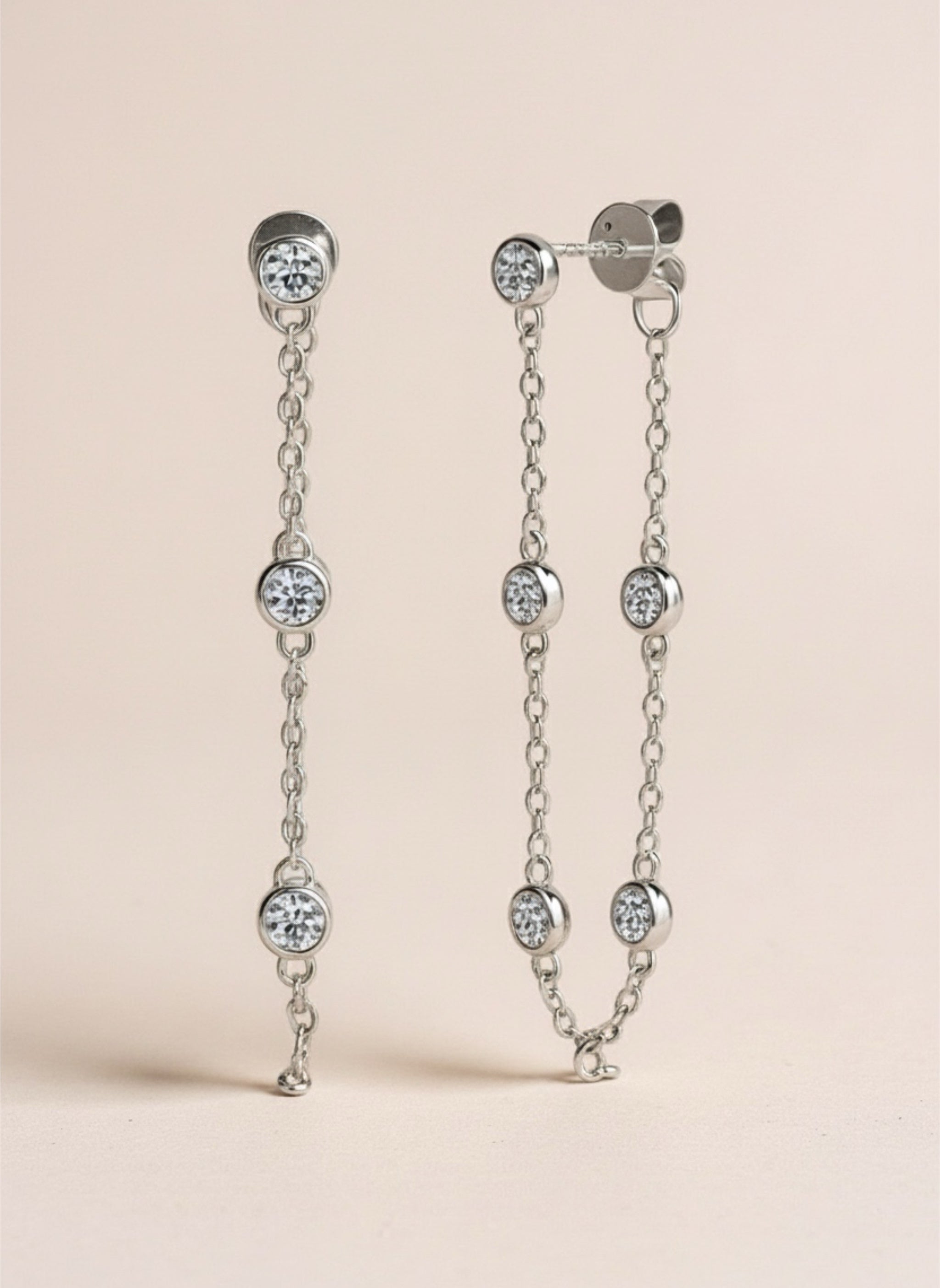1 Carat Moissanite 925 Sterling Silver Chain Earrings