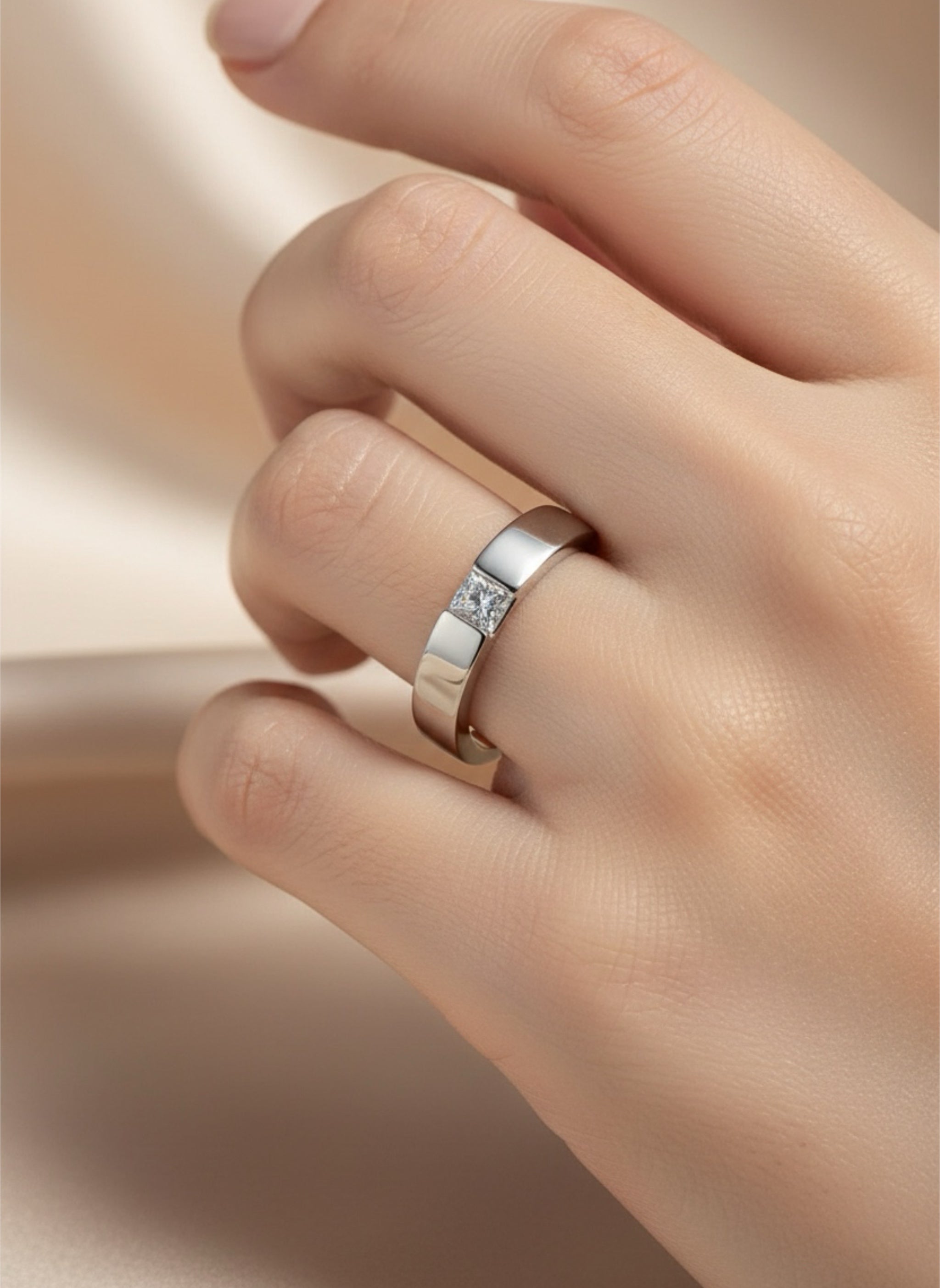 Inlaid Moissanite 925 Sterling Silver Ring