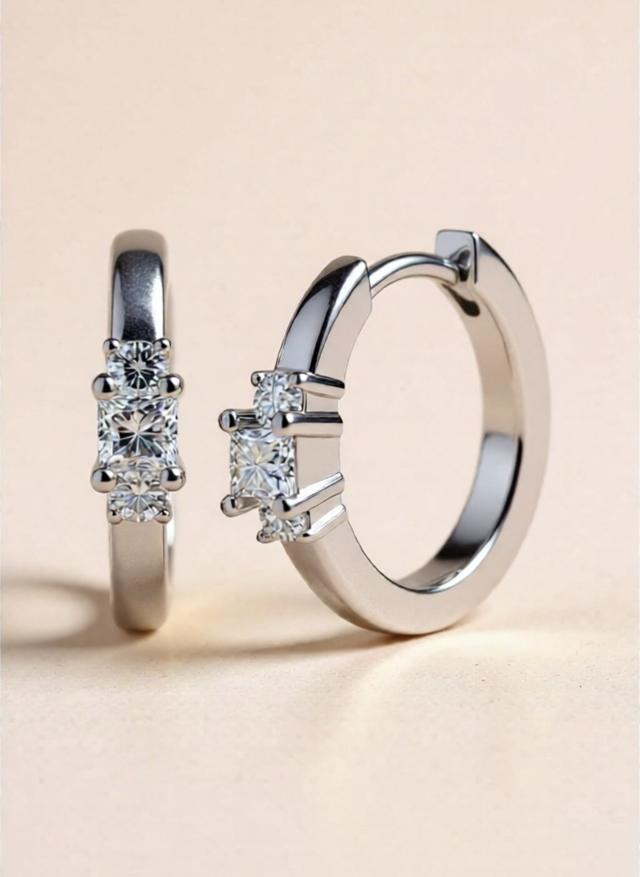 Moissanite 925 Sterling Silver Huggie Earrings