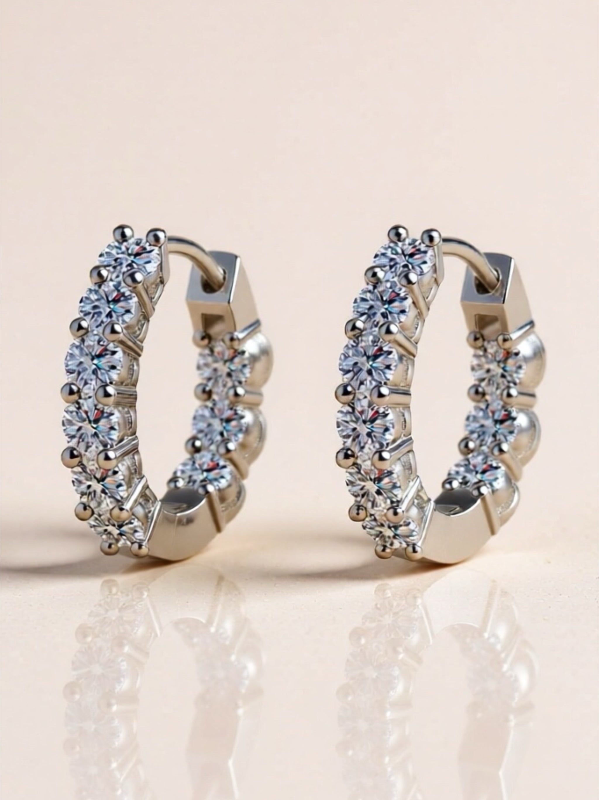 1.8 Carat Moissanite 925 Sterling Silver Hoop Earrings