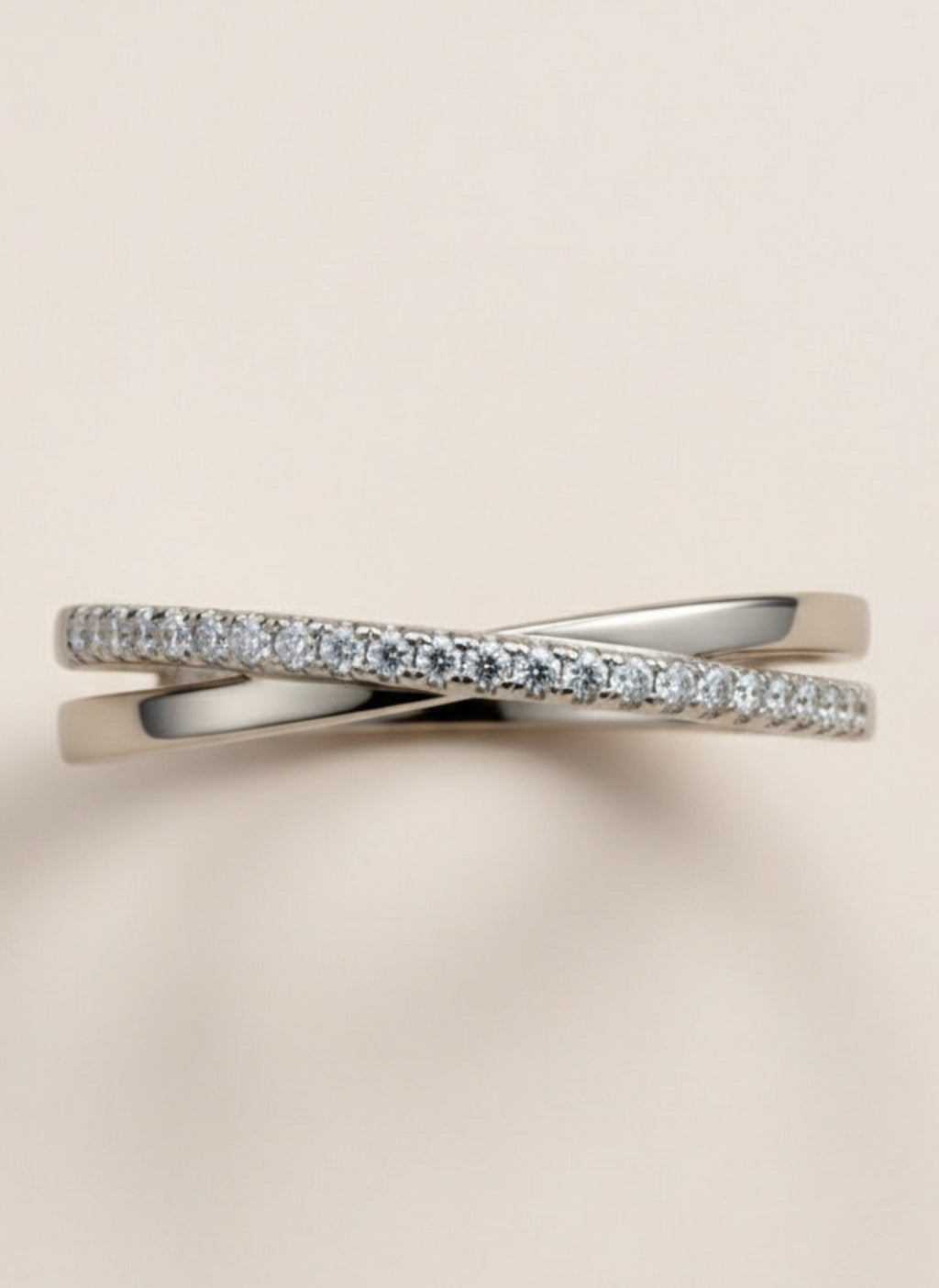 925 Sterling Silver Crisscross Moissanite Ring