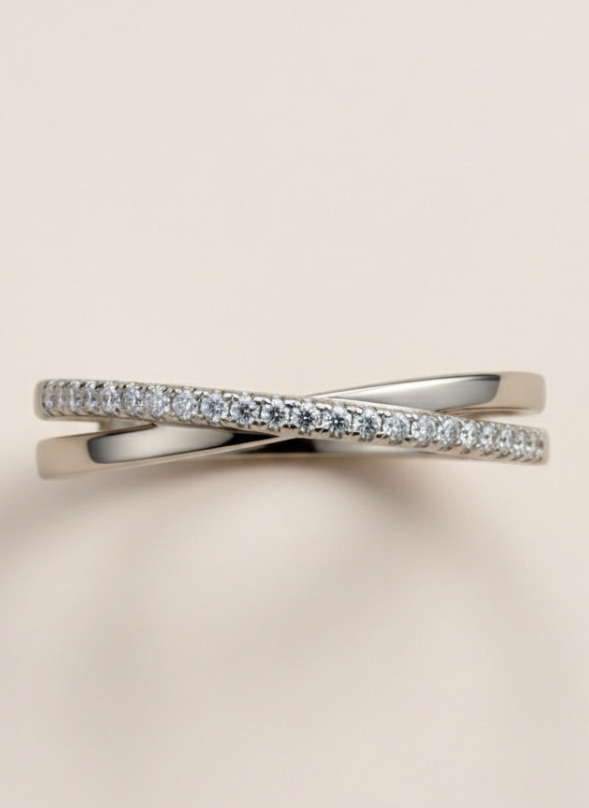 925 Sterling Silver Crisscross Moissanite Ring