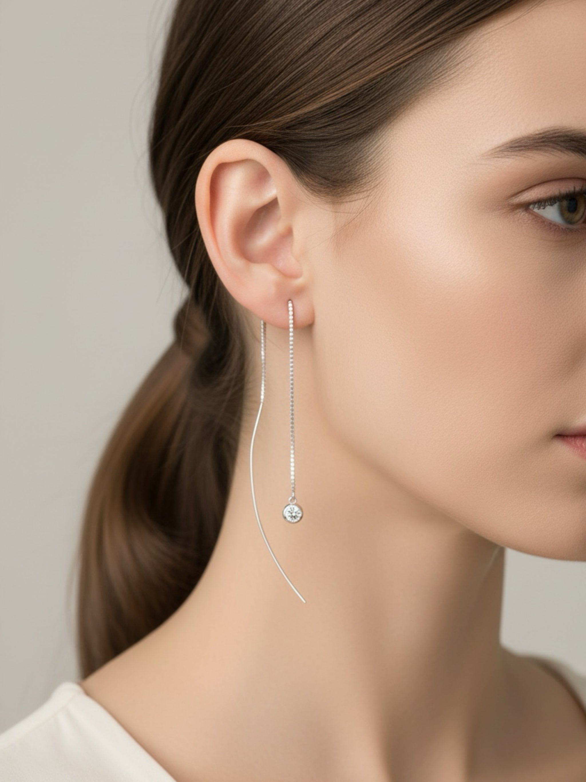 Moissanite 925 Sterling Silver Threader Earrings
