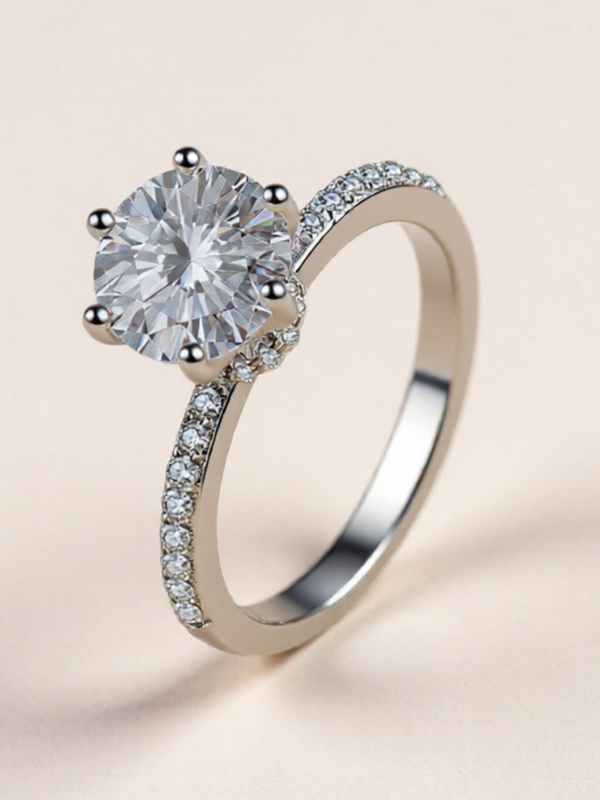 925 Sterling Silver 2 Carat Moissanite Ring