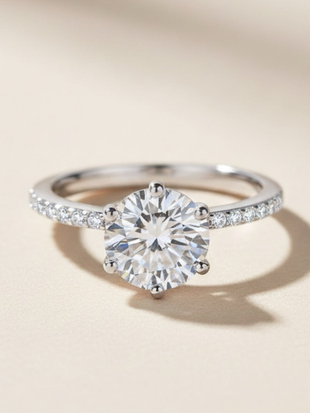 925 Sterling Silver 2 Carat Moissanite Ring