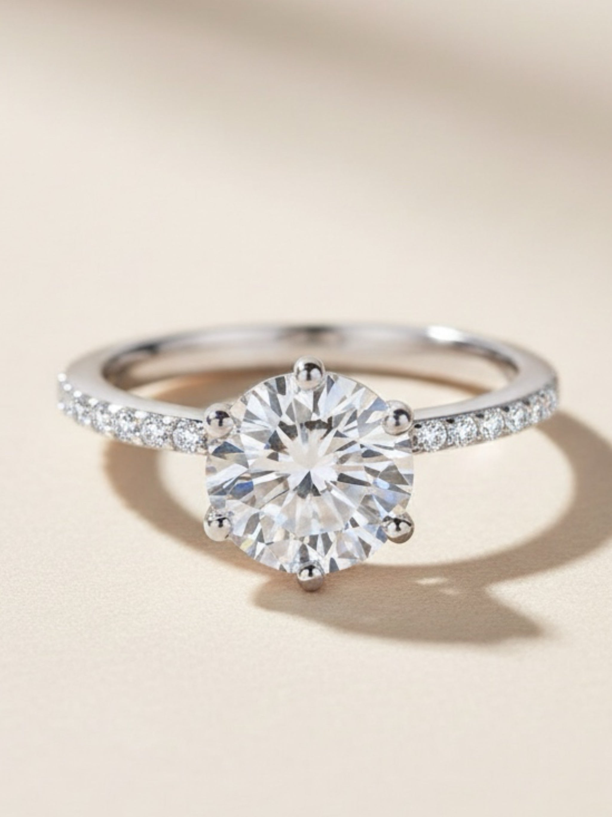 925 Sterling Silver 2 Carat Moissanite Ring