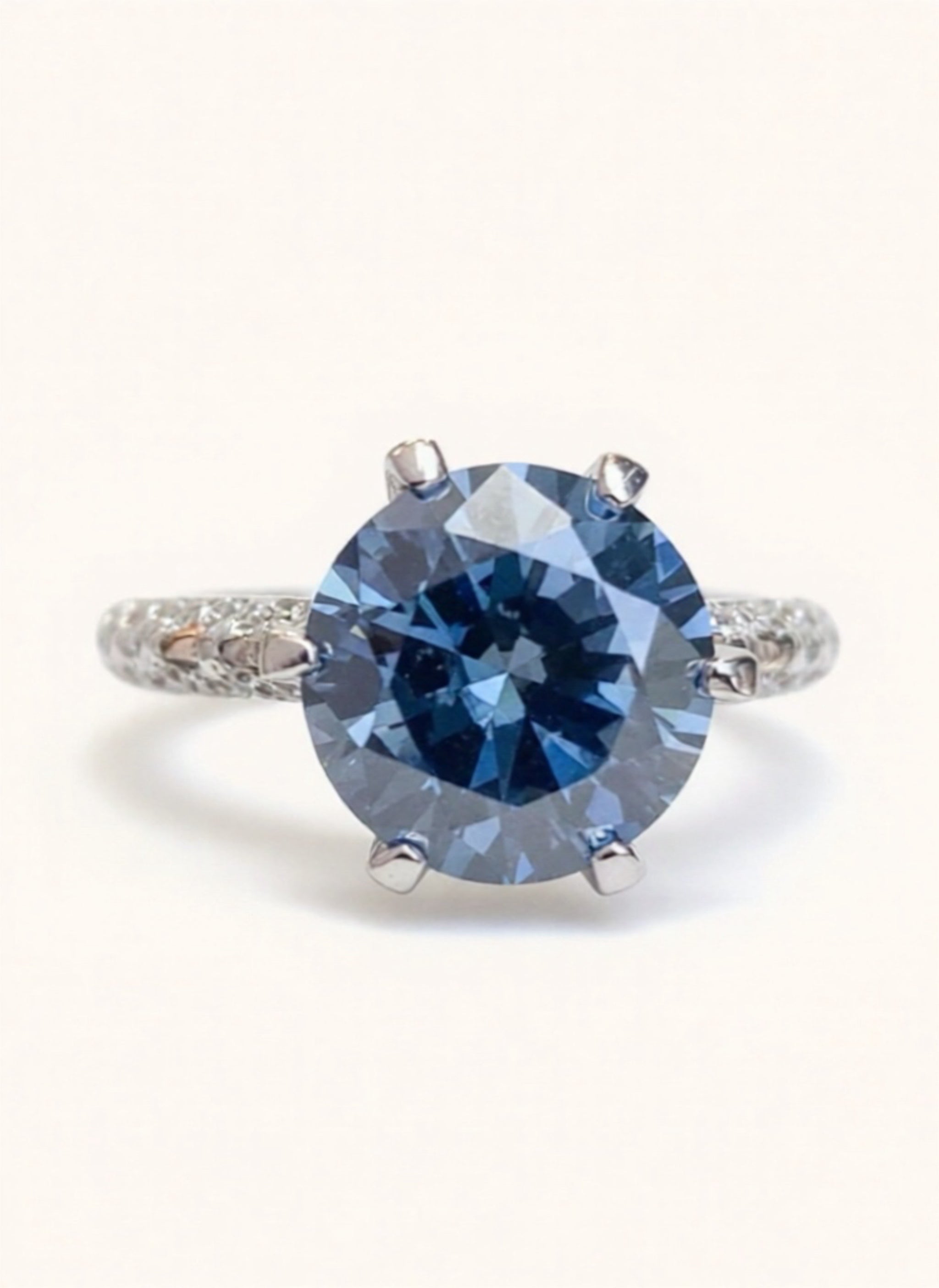 5 Carat Blue Moissanite 925 Sterling Silver Ring