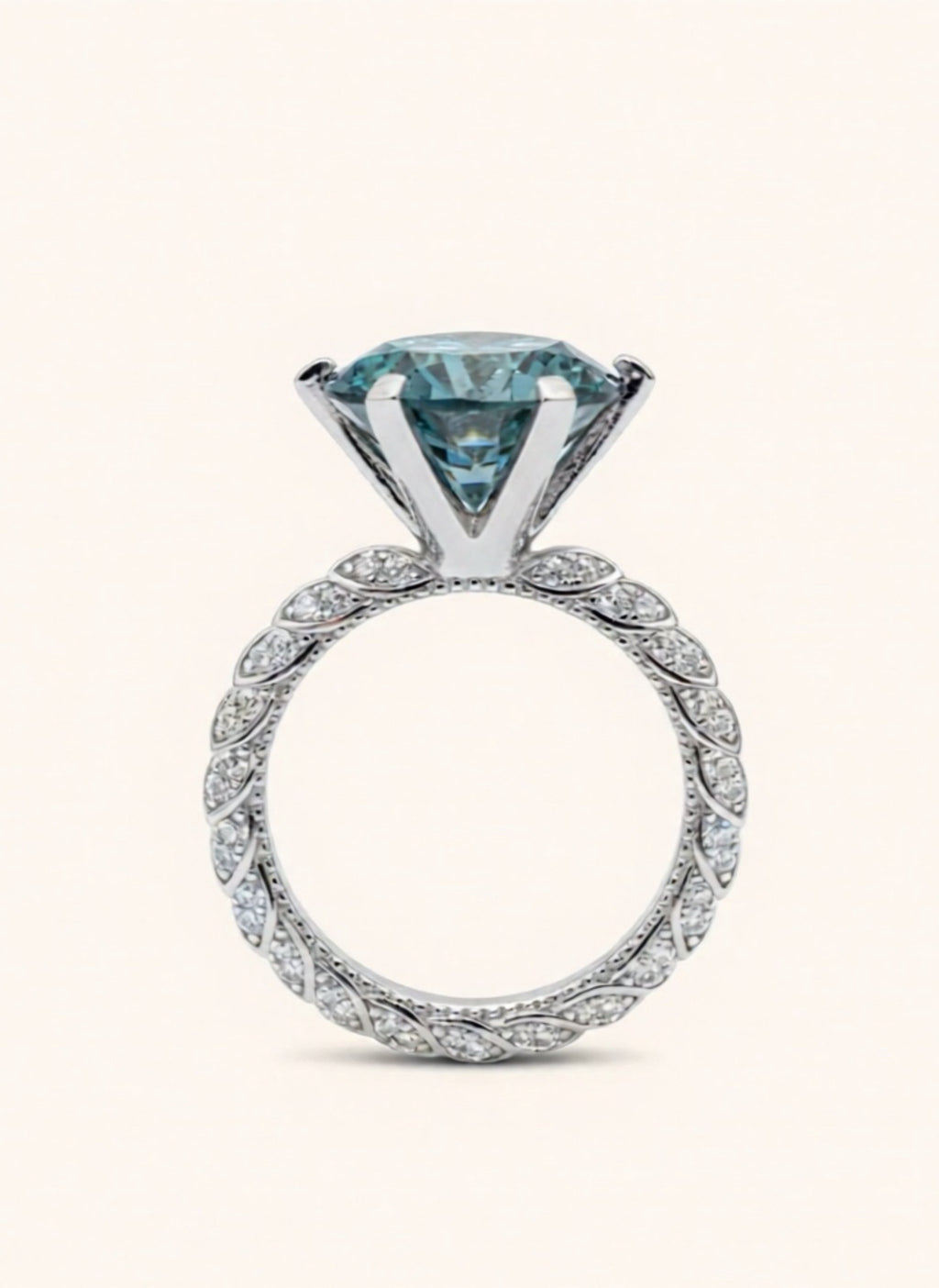 5 Carat Blue Moissanite 925 Sterling Silver Ring