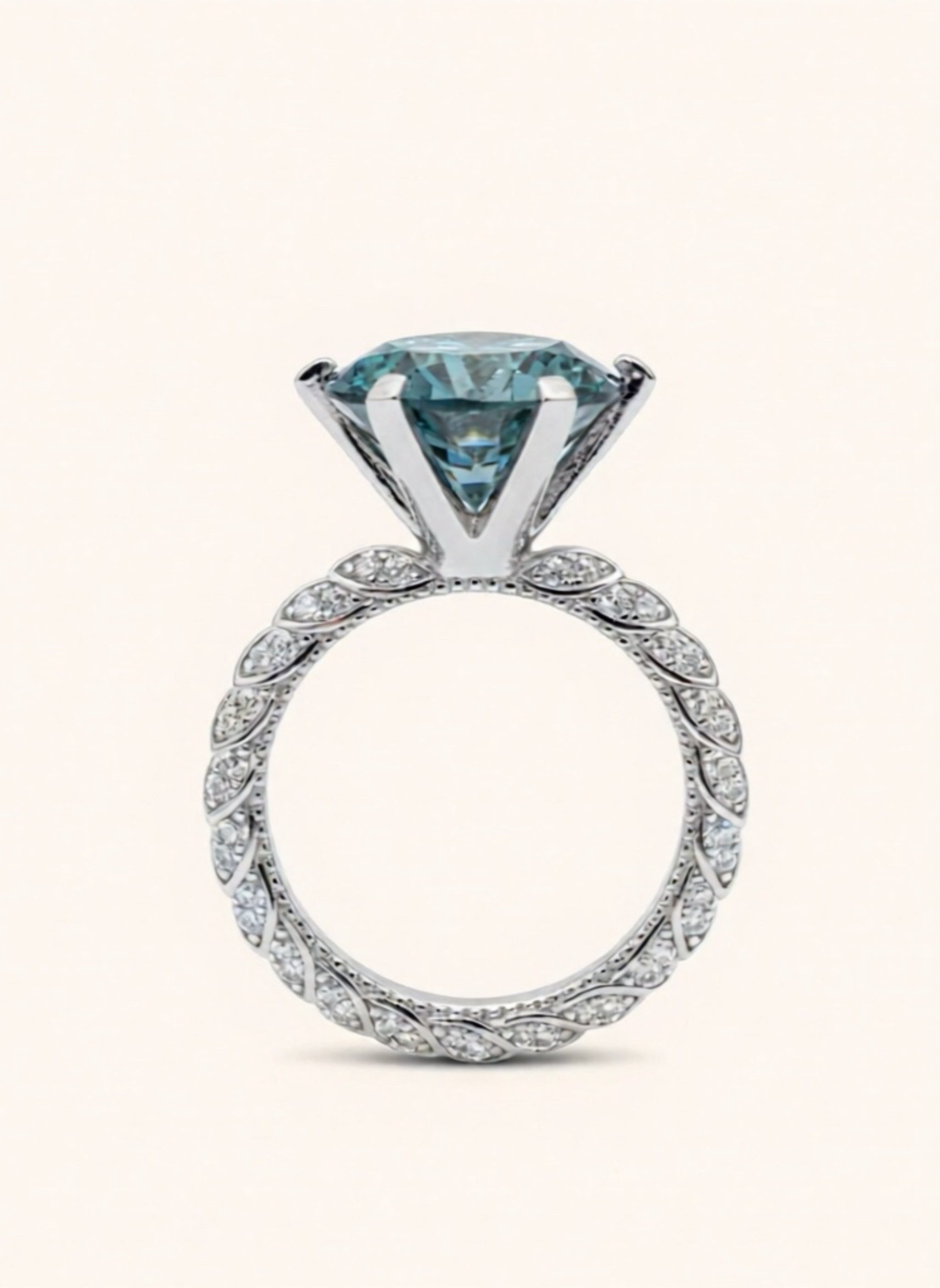 5 Carat Blue Moissanite 925 Sterling Silver Ring