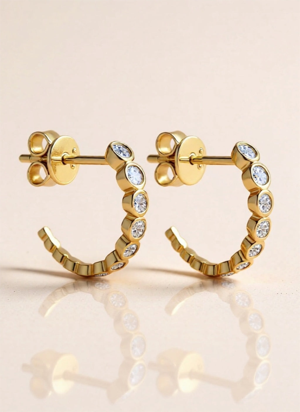 Inlaid Moissanite 925 Sterling Silver C-Hoop Earrings