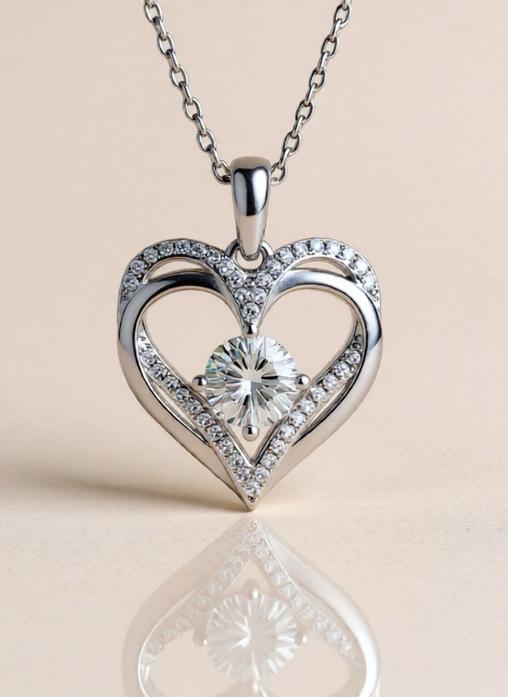1.2 Carat Moissanite 925 Sterling Silver Heart Necklace