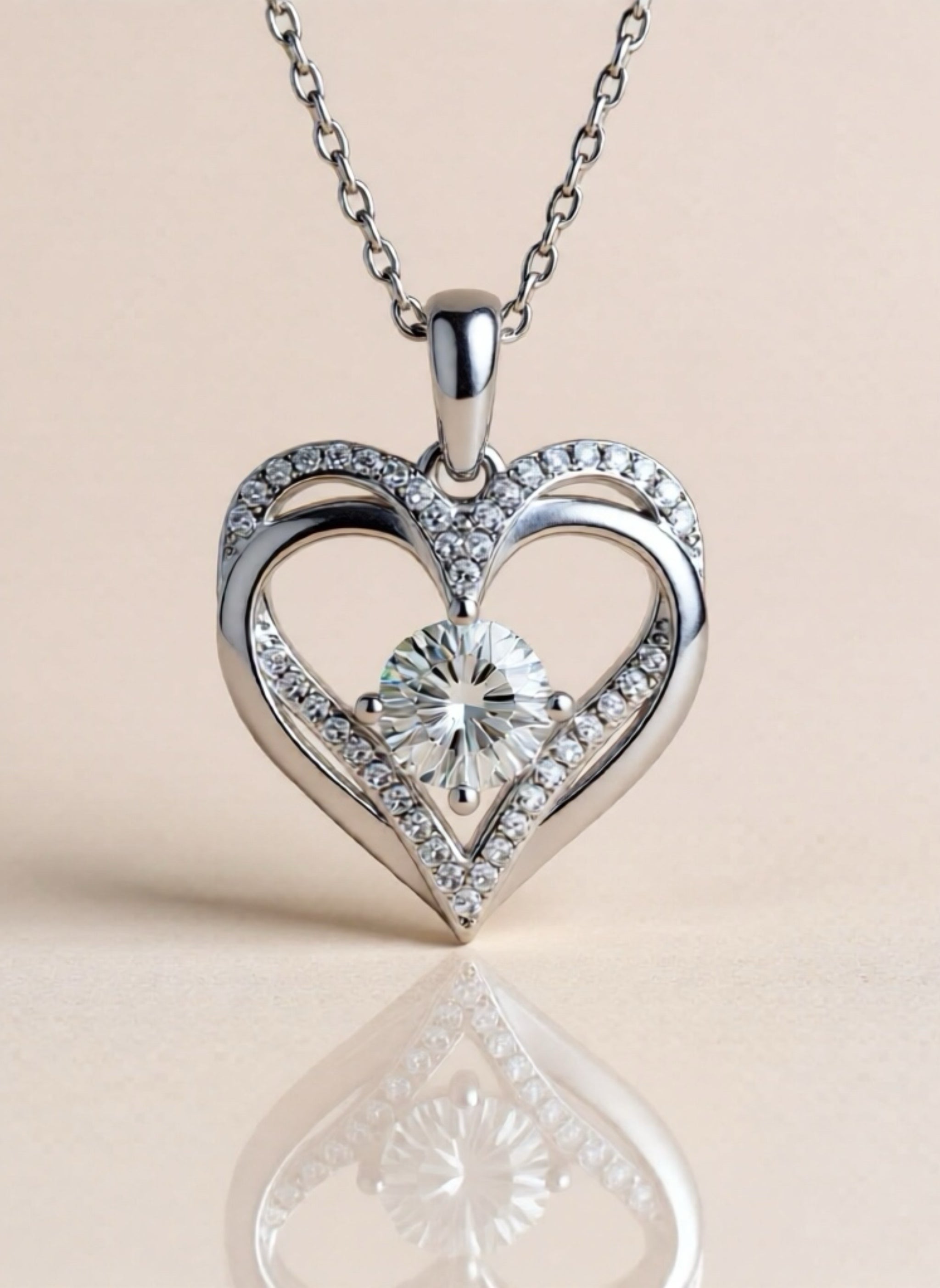 1.2 Carat Moissanite 925 Sterling Silver Heart Necklace