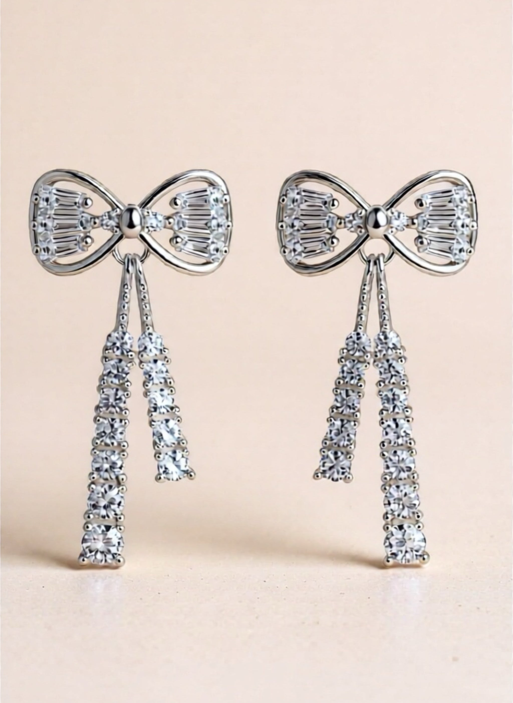 1.12 Carat Moissanite 925 Sterling Silver Bow Earrings