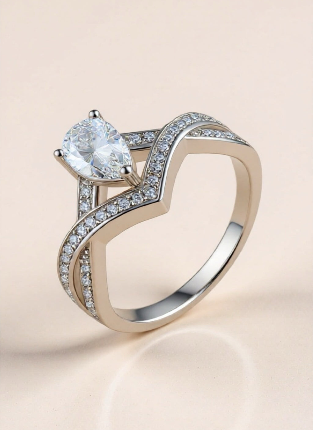 1 Carat Moissanite Teardrop 925 Sterling Silver Ring