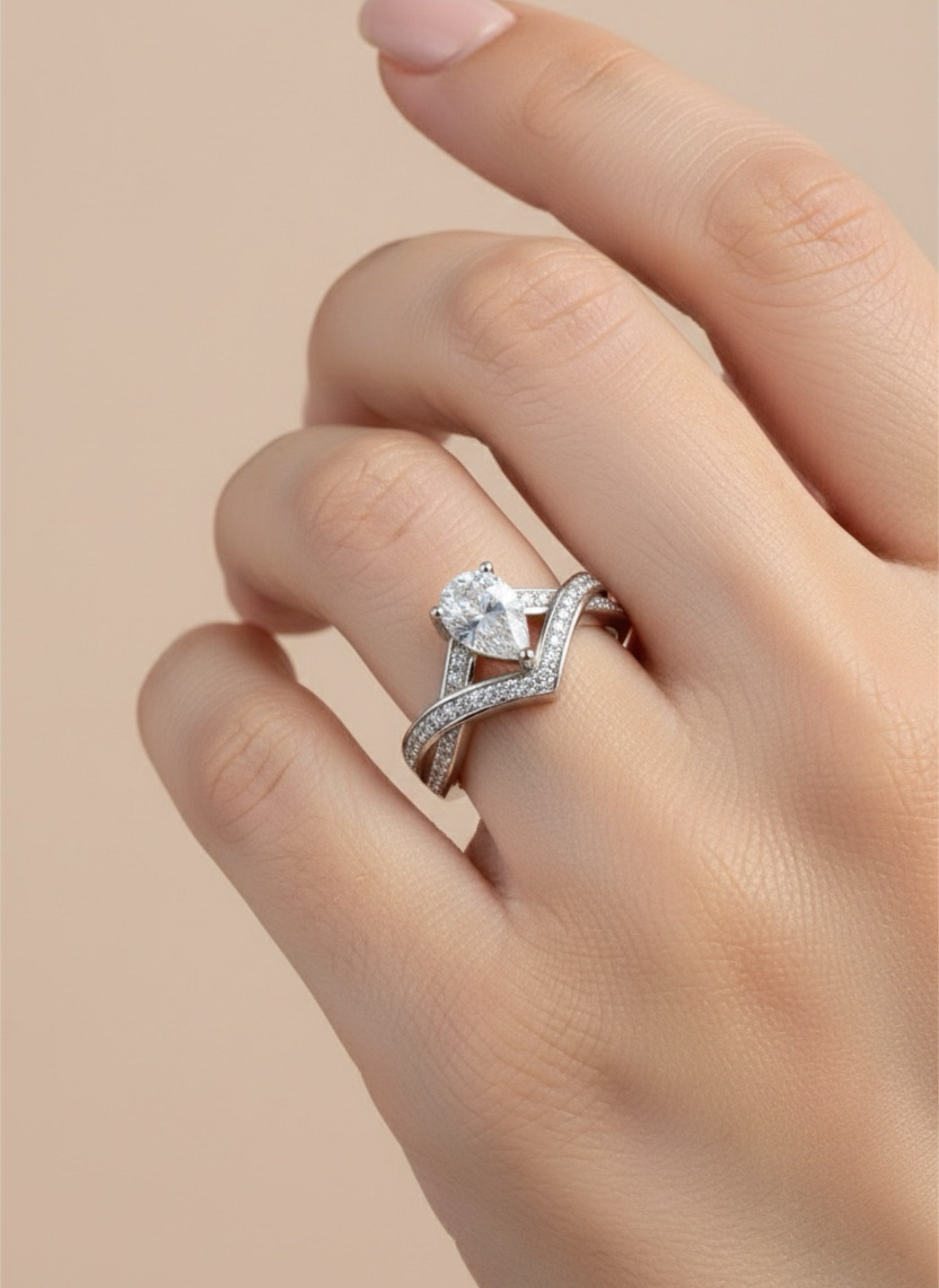 1 Carat Moissanite Teardrop 925 Sterling Silver Ring