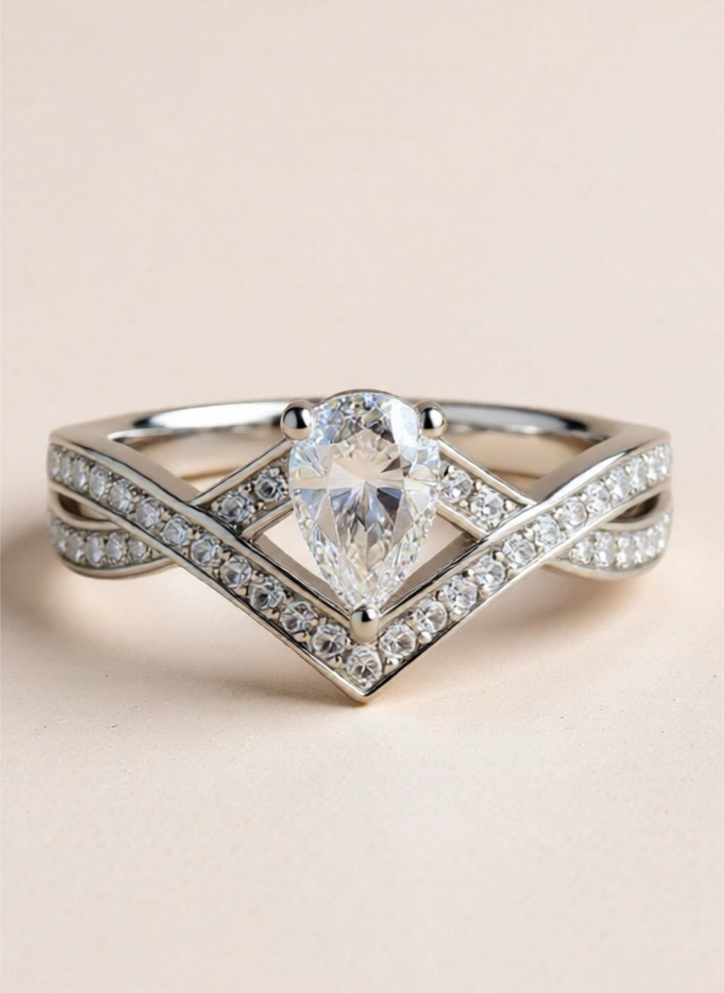 1 Carat Moissanite Teardrop 925 Sterling Silver Ring