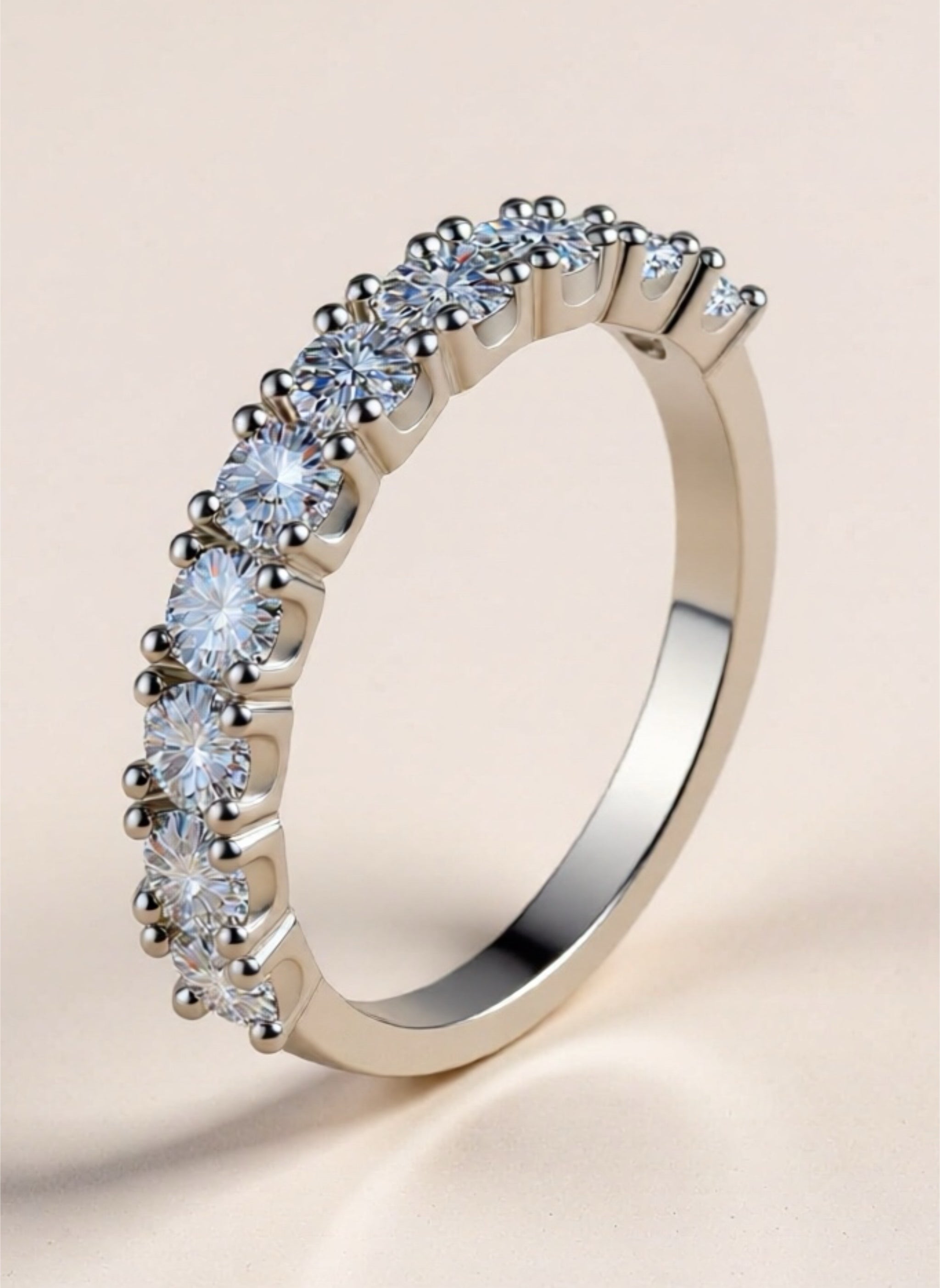 1 Carat Moissanite 925 Sterling Silver Half-Eternity Ring