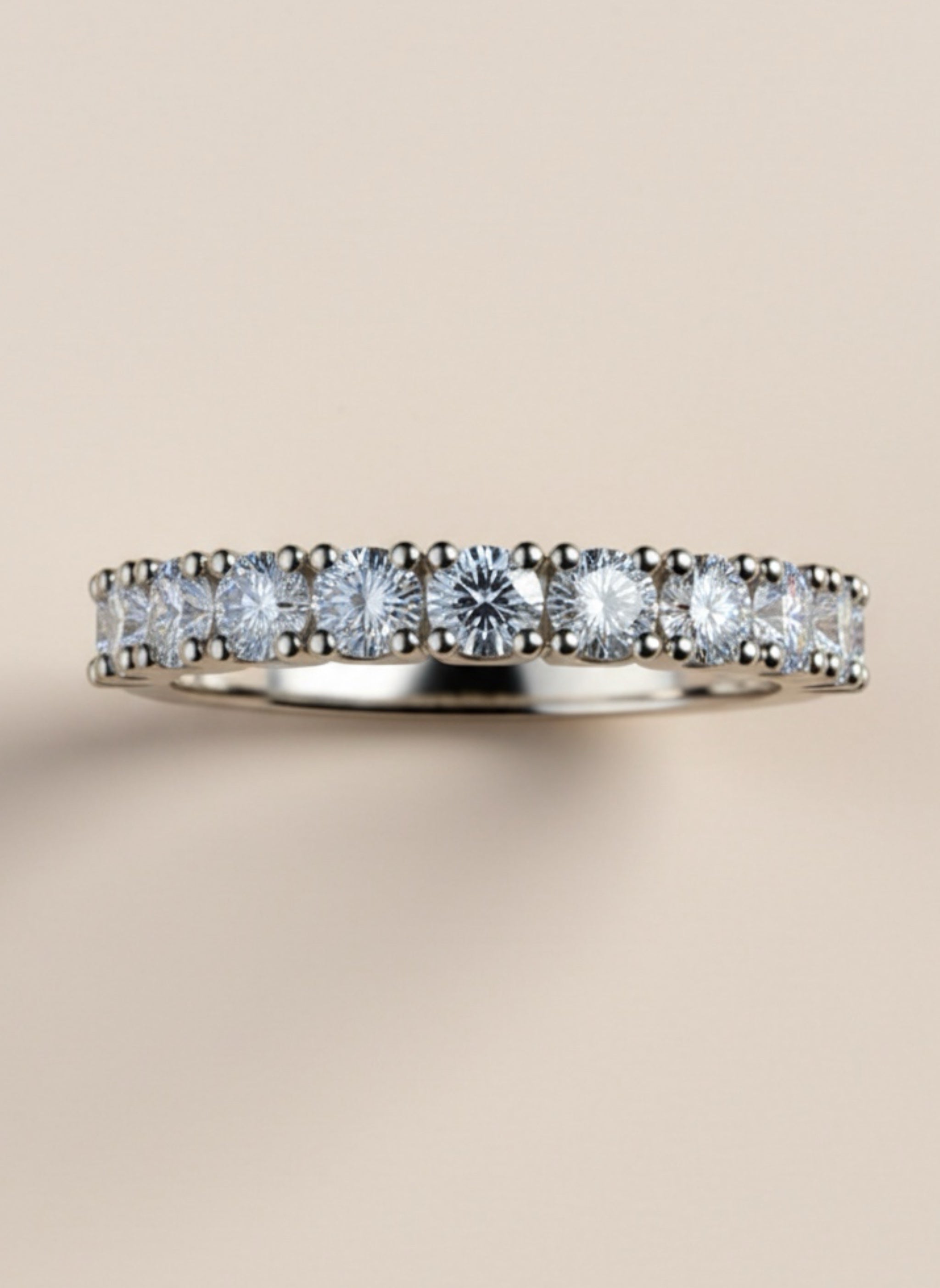 1 Carat Moissanite 925 Sterling Silver Half-Eternity Ring