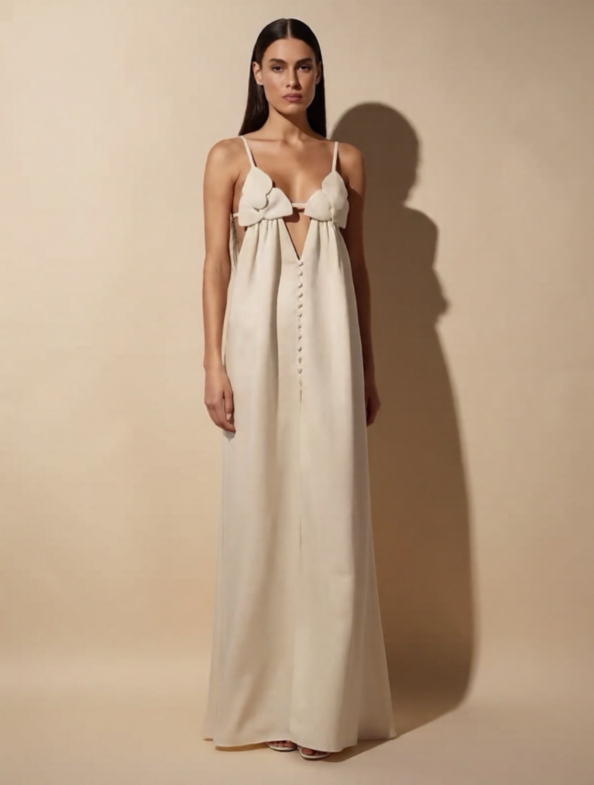 Cream Floral Maxi Dress