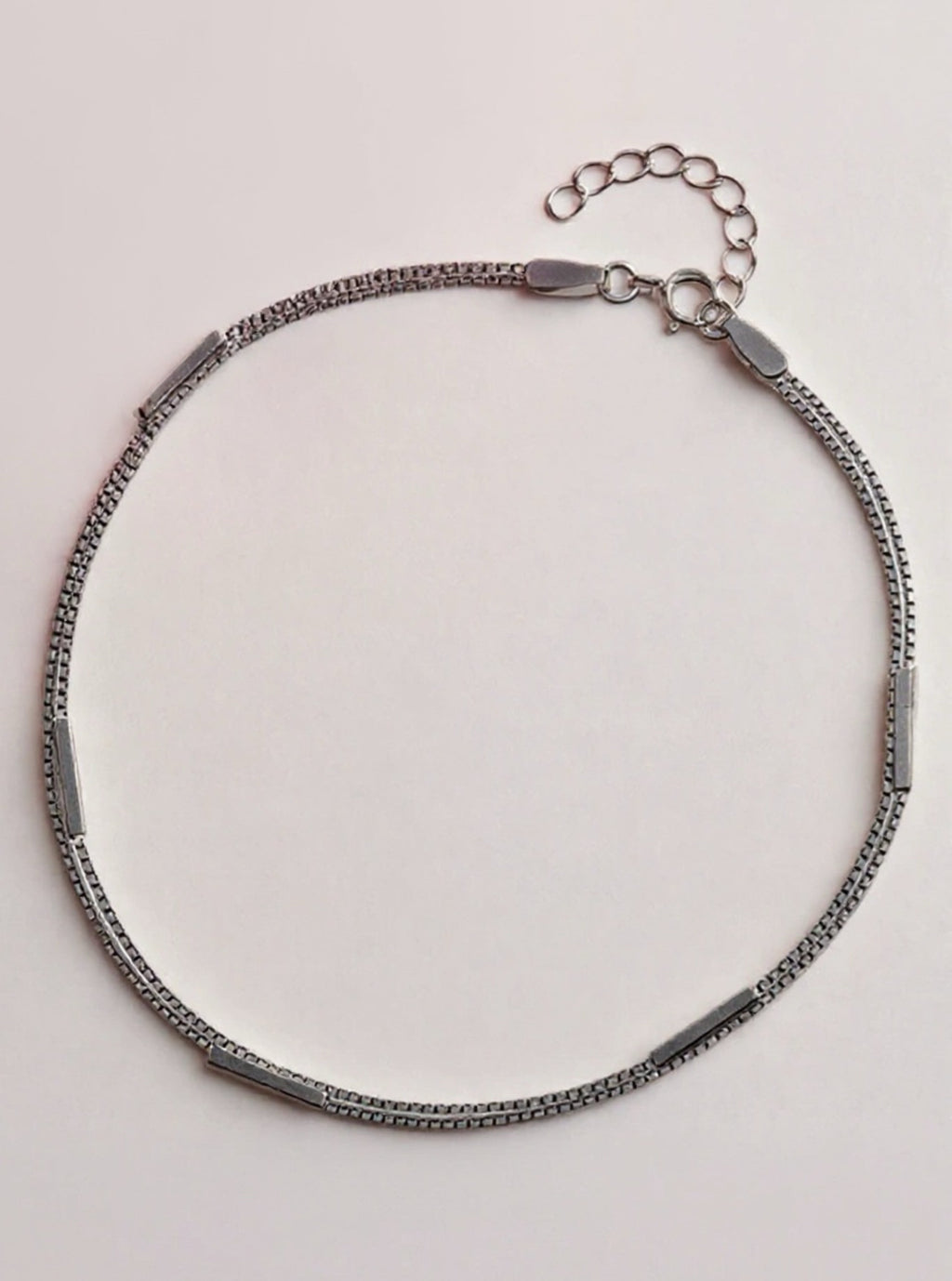 .925 Sterling Silver Double Layered Anklet
