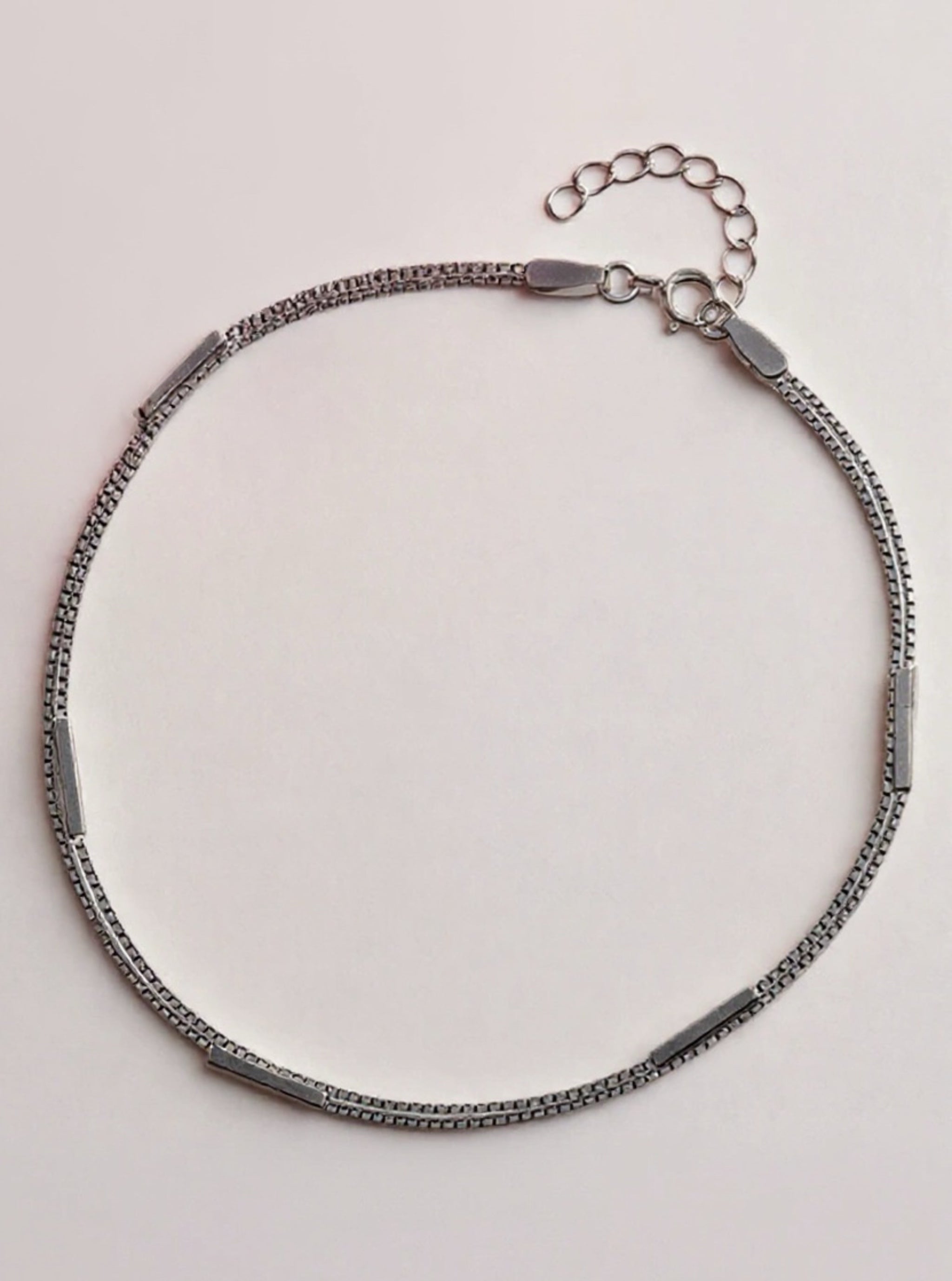 .925 Sterling Silver Double Layered Anklet