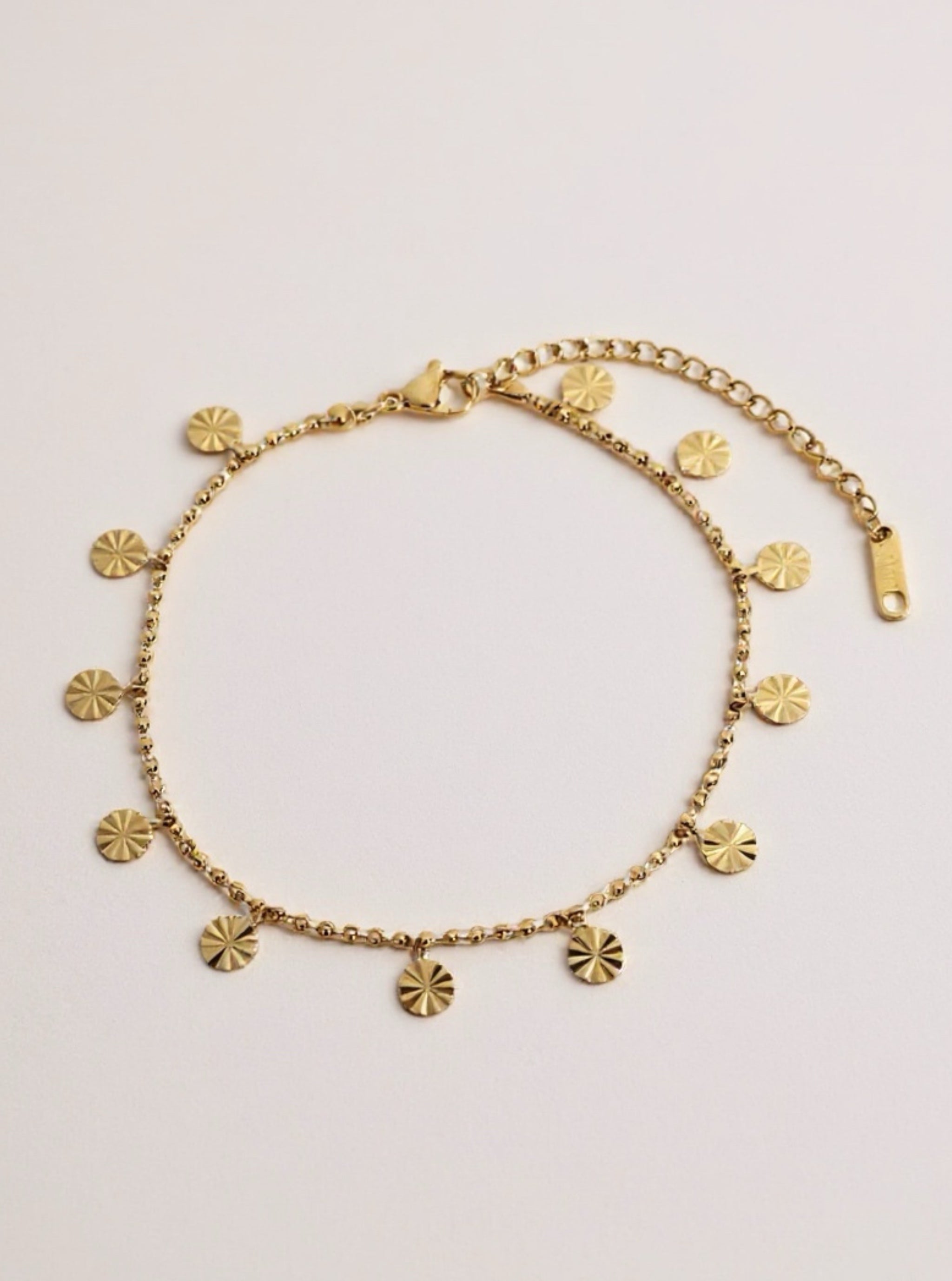 Gold Toned Stainless Steel Coin Charm Anklet