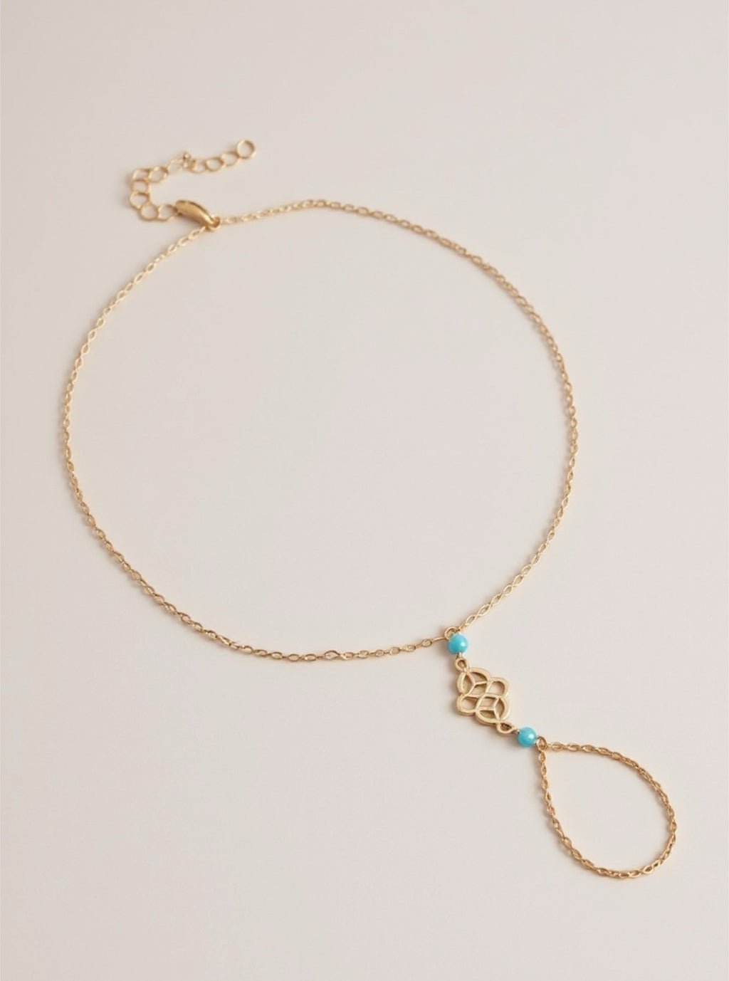 Gold or Silver Toned Anklet with Turquoise Accents & Toe Ring