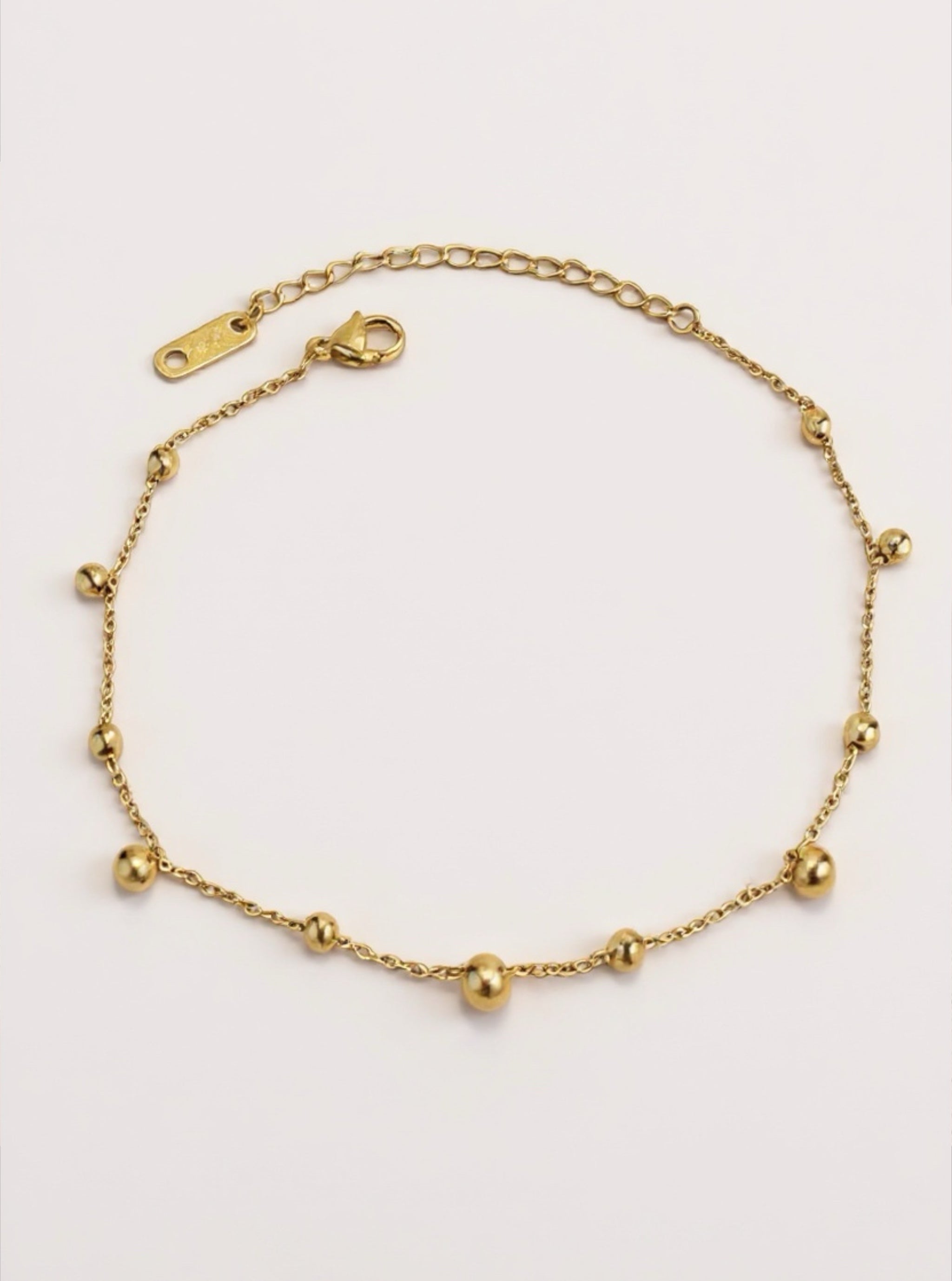 Gold Toned Stainless Steel Dangle Charm Anklet