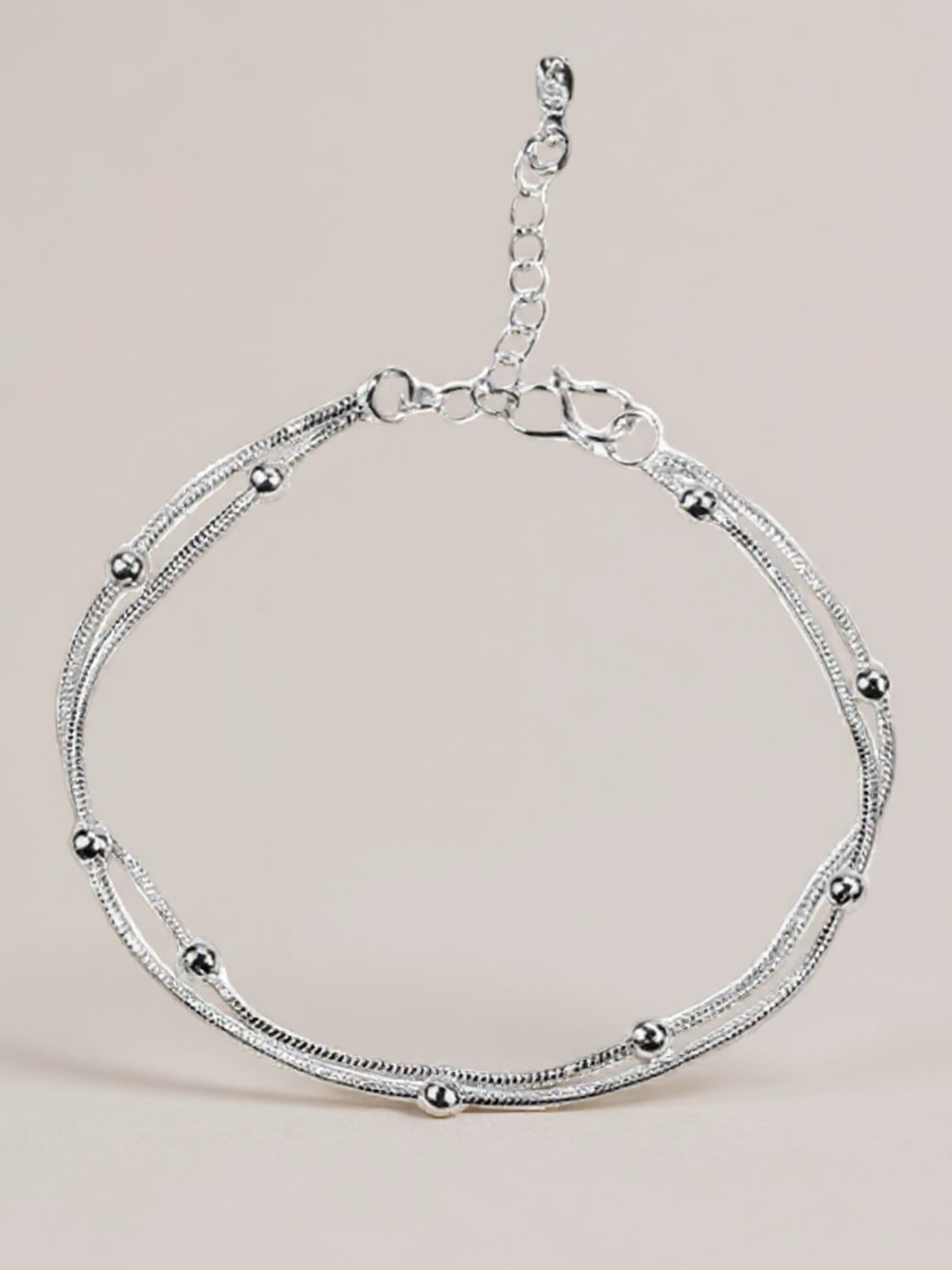 Silver Toned Satellite Chain Anklet