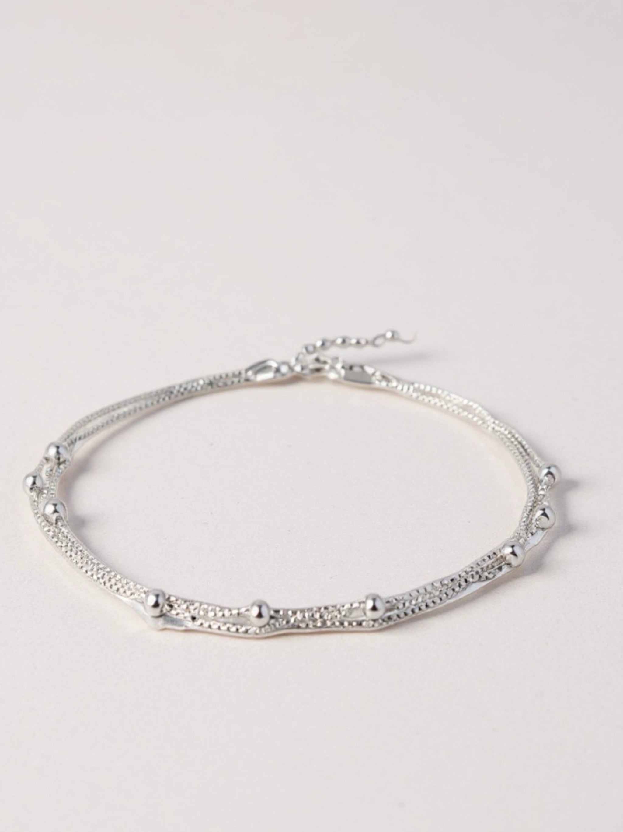 .925 Sterling Silver Satellite 3 Chain Anklet