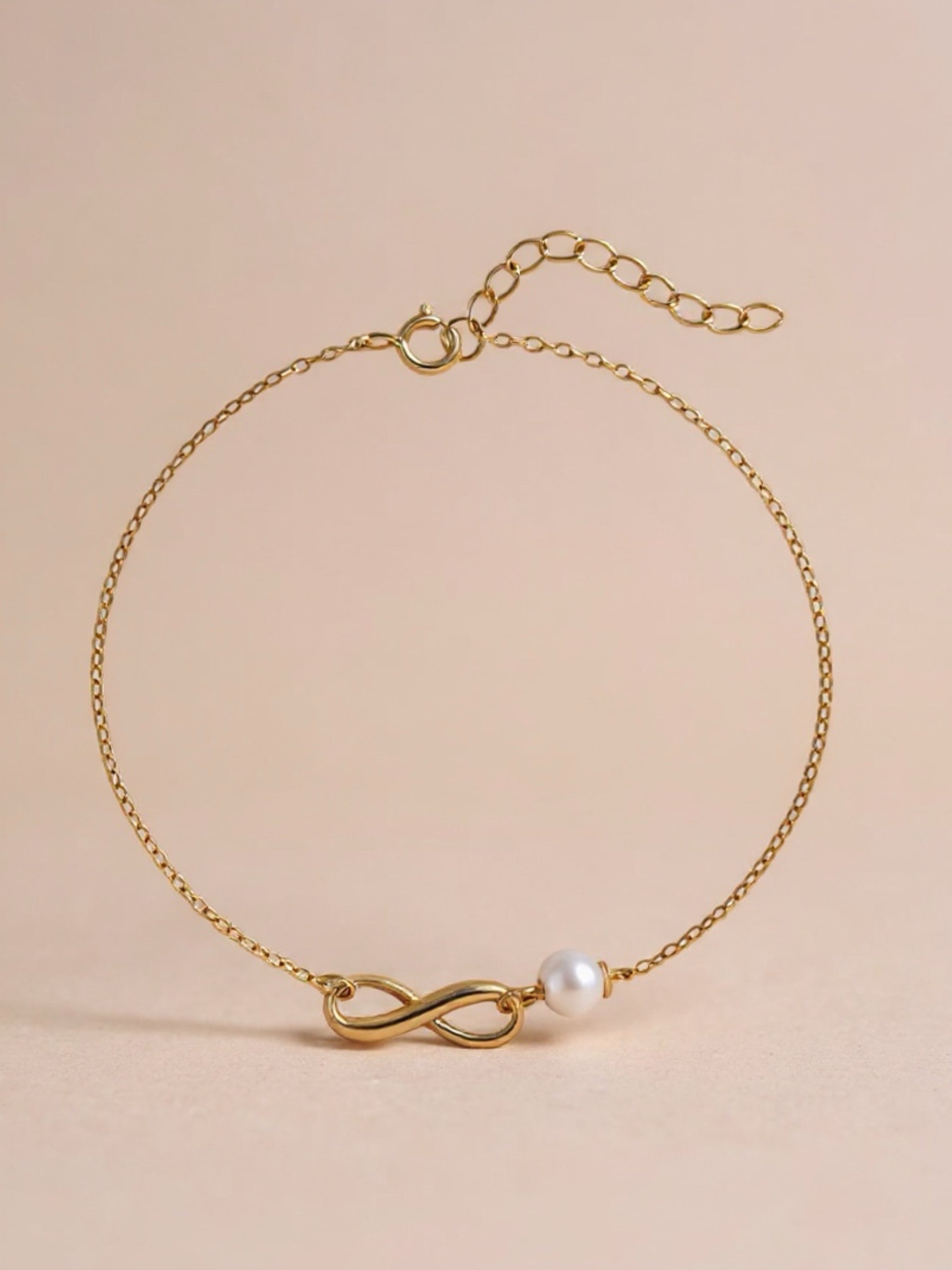 Gold Vermeil Pearl Bracelet with Infinity Charm