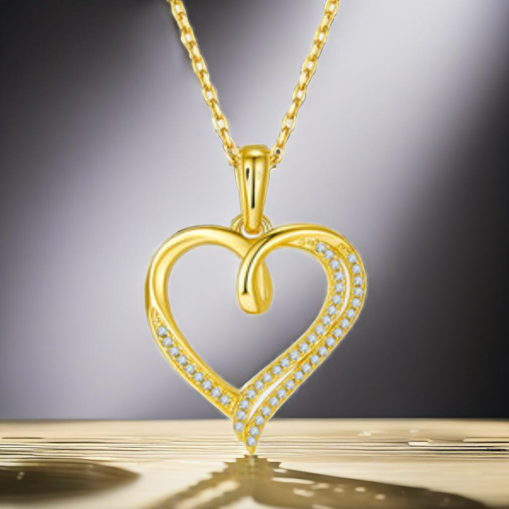 Moissanite Sterling Silver Heart Necklace