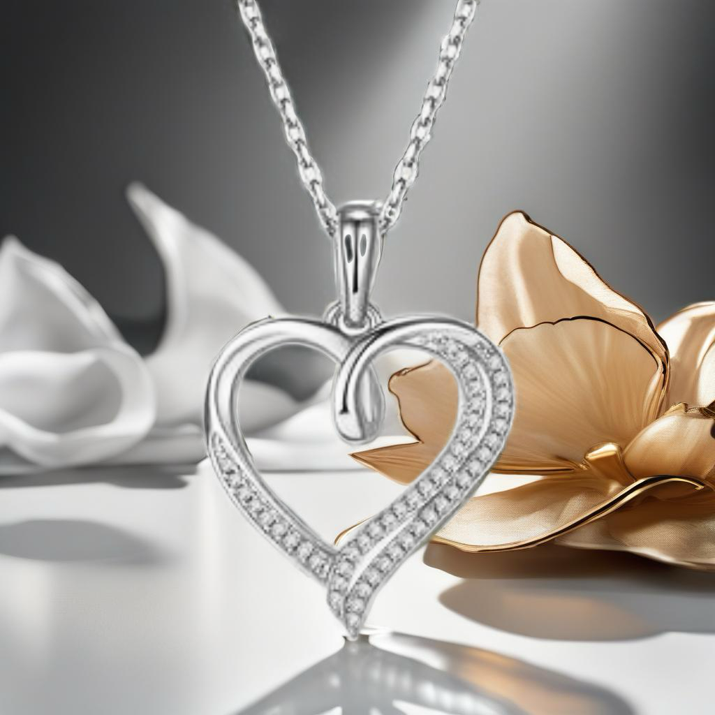 Moissanite Sterling Silver Heart Necklace