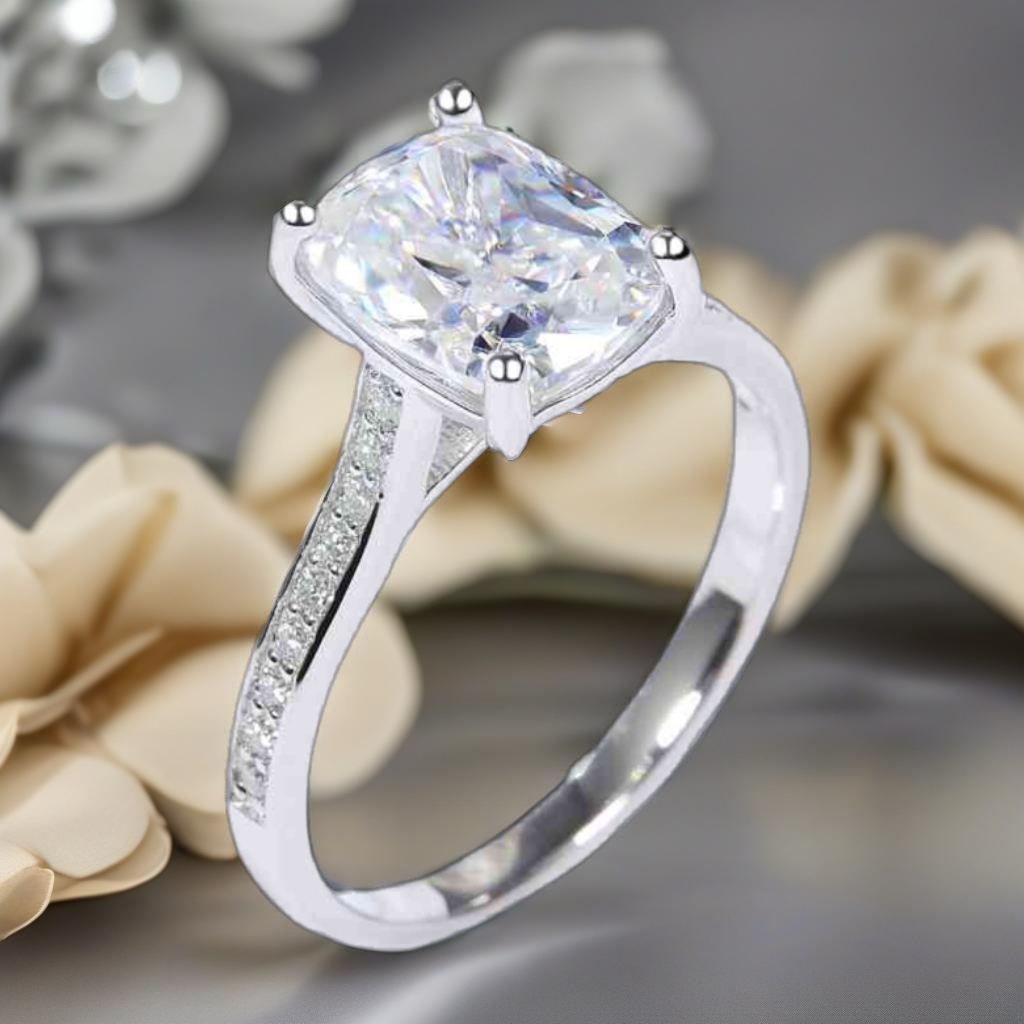 3 Carat Moissanite Side Stone Ring