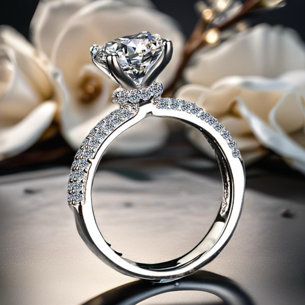 4-Prong Moissanite Sterling Silver Ring