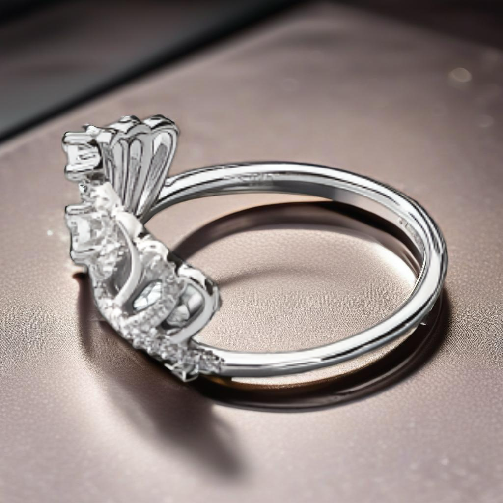 Crown Shape CZ Sterling Silver Ring
