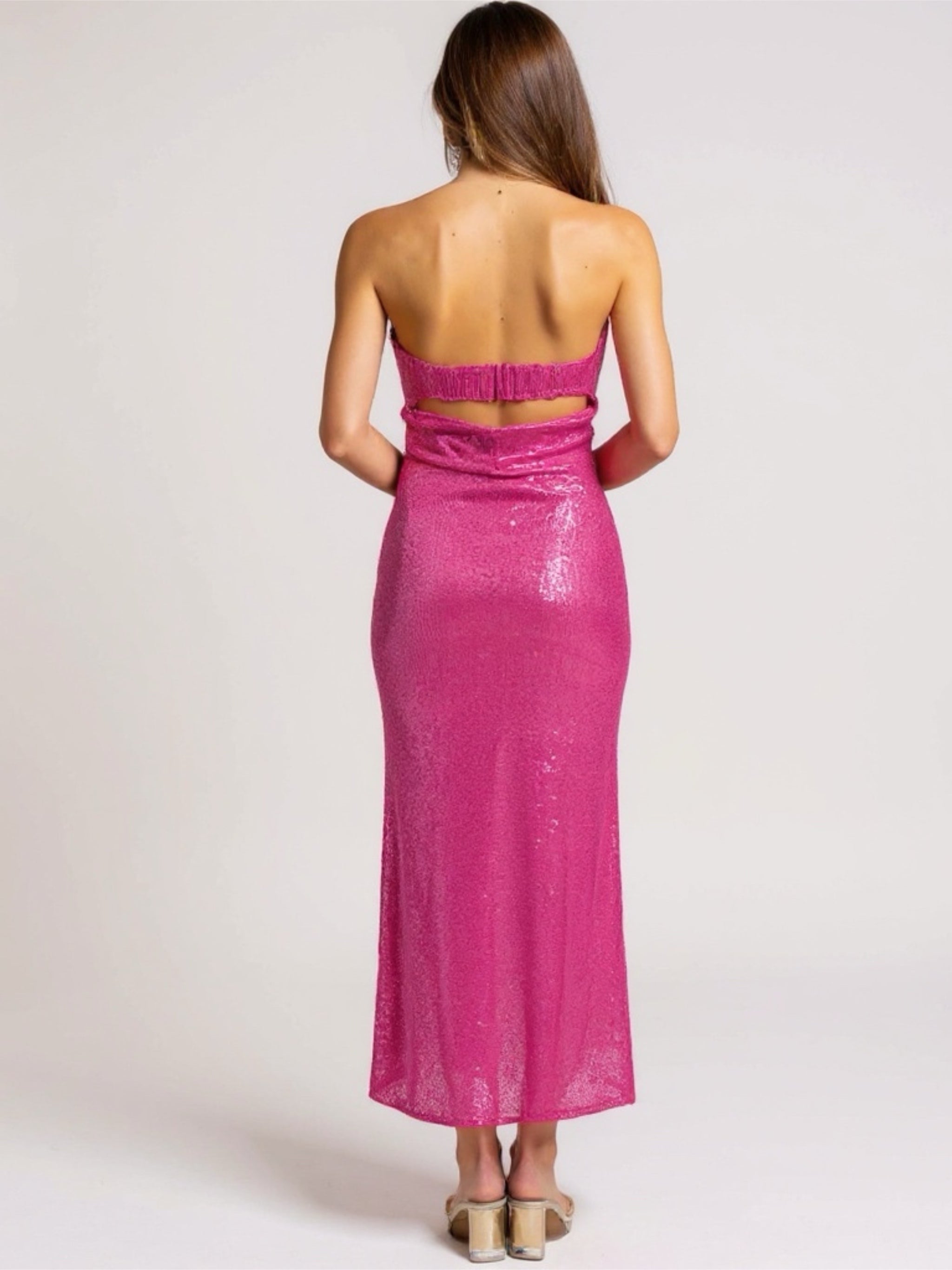 Sequin Cutout Strapless Dress